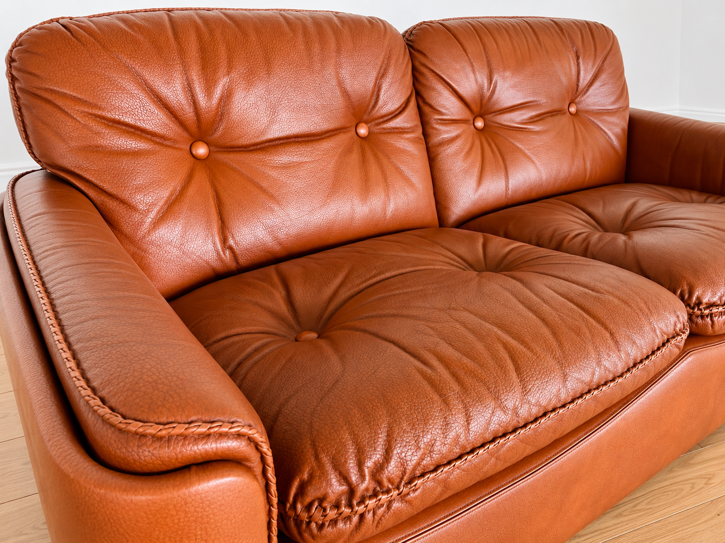 Sigurd Ressell Mid Century 2 Person Sofa In Cognac Leather 1970's