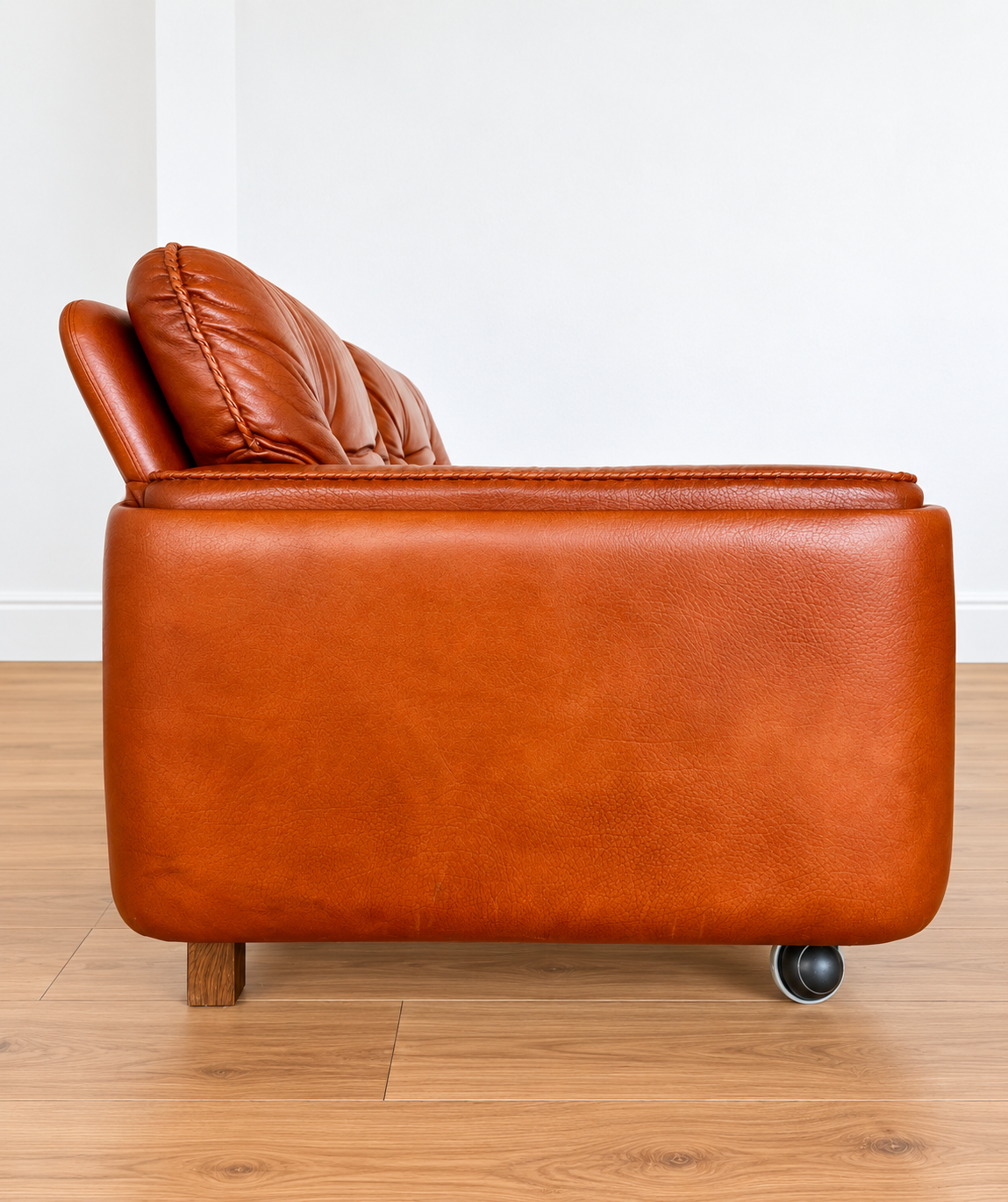 Sigurd Ressell Mid Century 2 Person Sofa In Cognac Leather 1970's