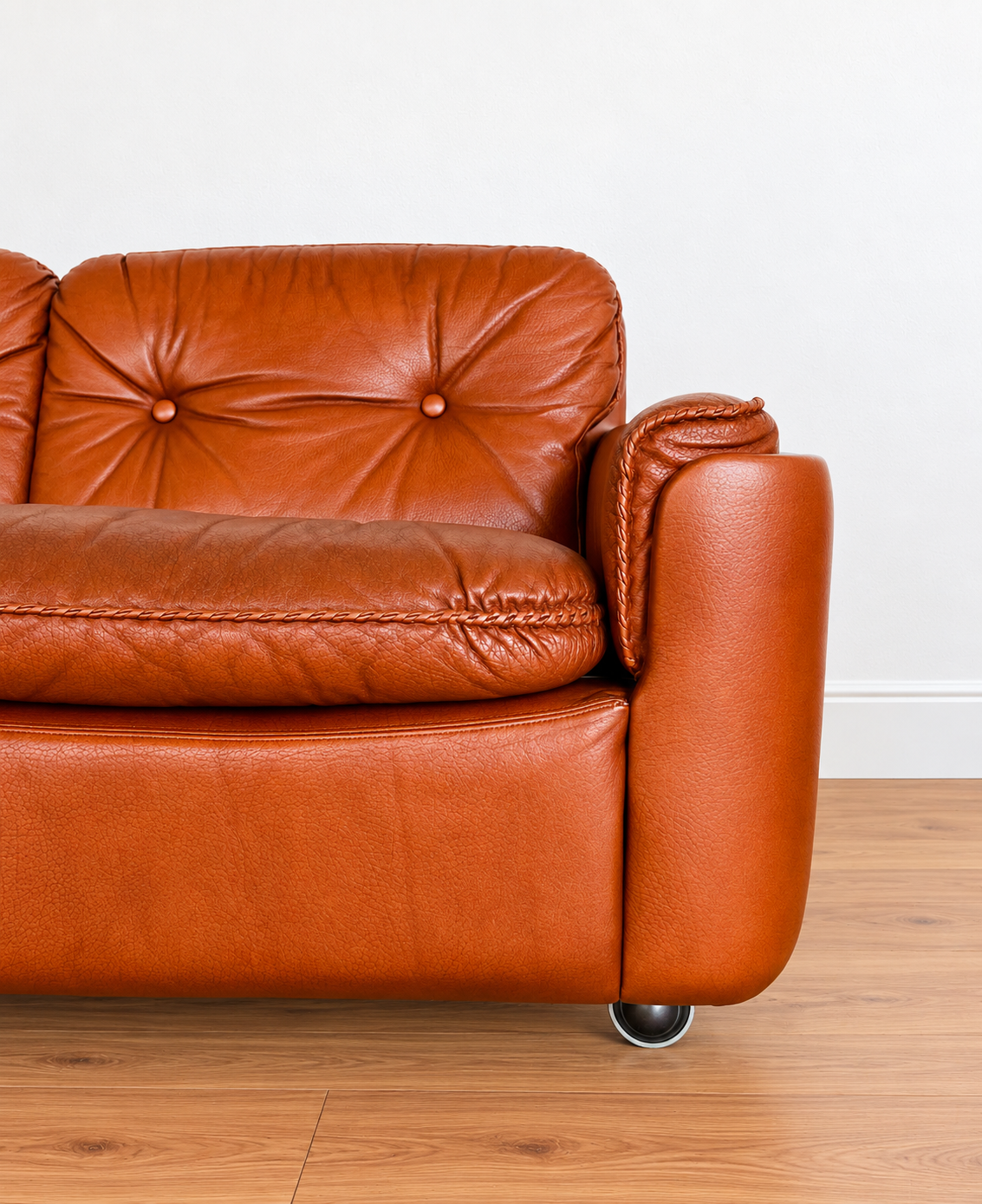 Sigurd Ressell Mid Century 2 Person Sofa In Cognac Leather 1970's