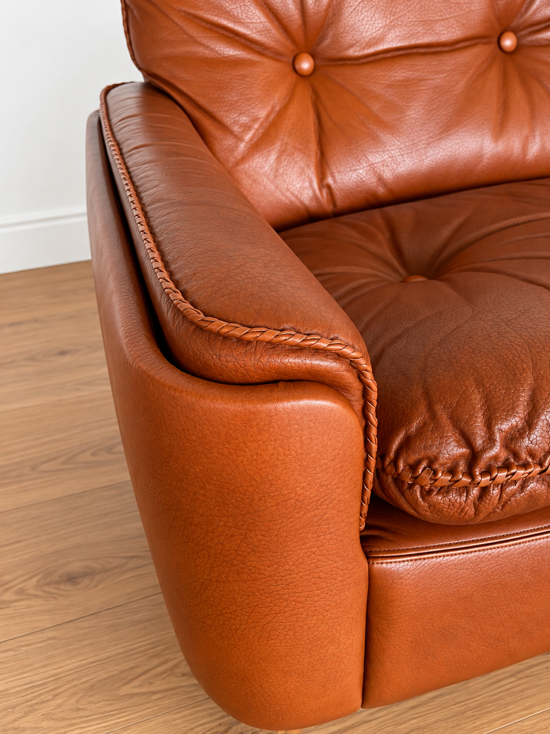 Sigurd Ressell Mid Century 2 Person Sofa In Cognac Leather 1970's