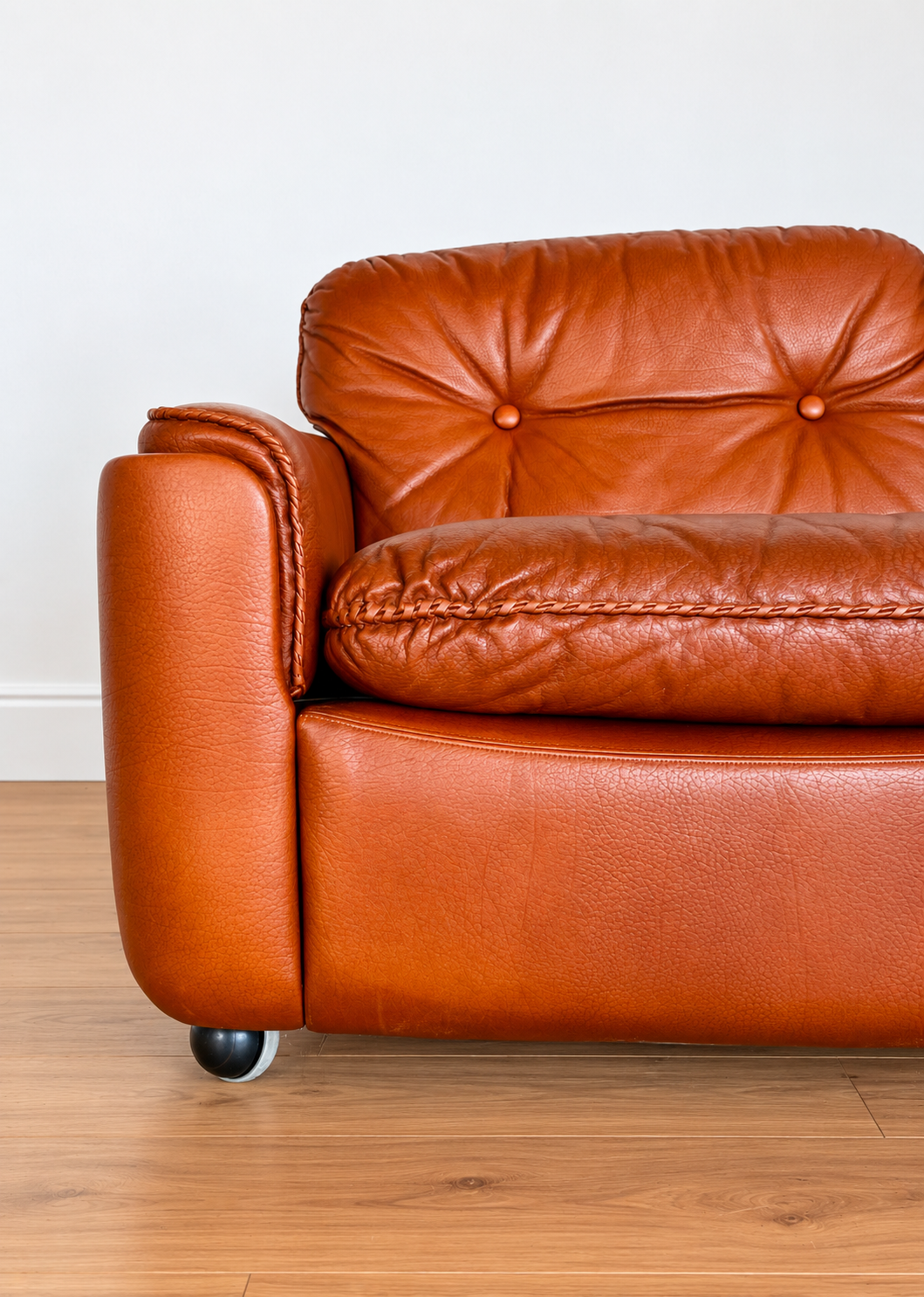 Sigurd Ressell Mid Century 2 Person Sofa In Cognac Leather 1970's