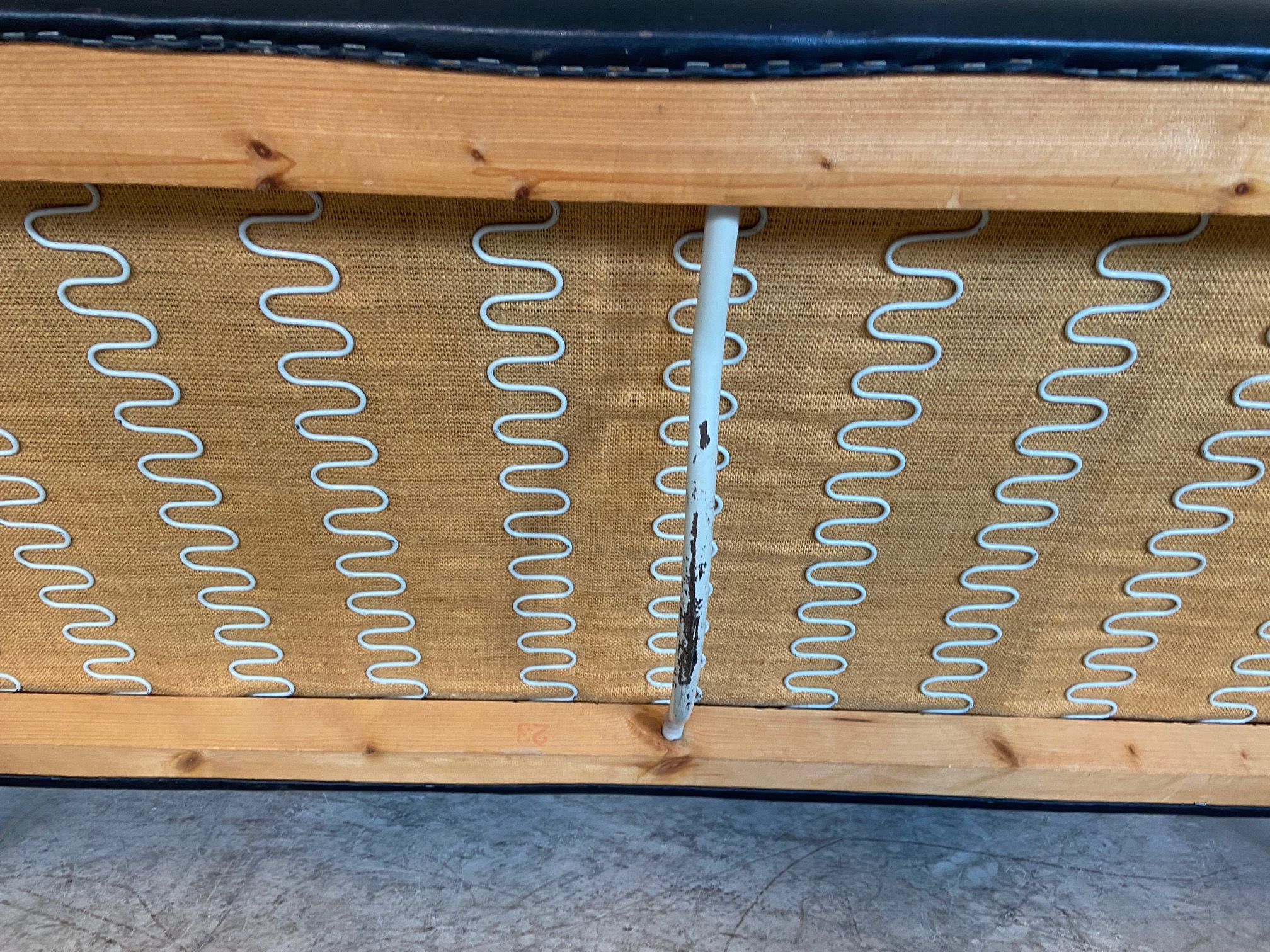 VINTAGE DANISH RETRO 3 PERSON BLACK LEATHER SOFA 1960,s