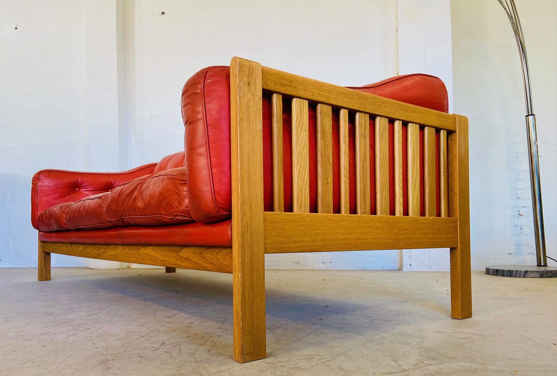 Vintage Swedish Mid Century  3 Person Sofa in Cognac Leather 1970,s