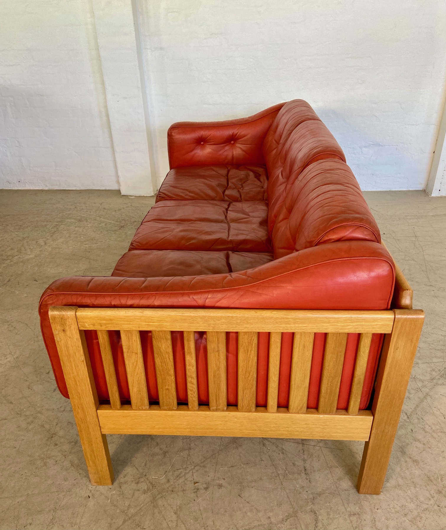 Vintage Swedish Mid Century  3 Person Sofa in Cognac Leather 1970,s