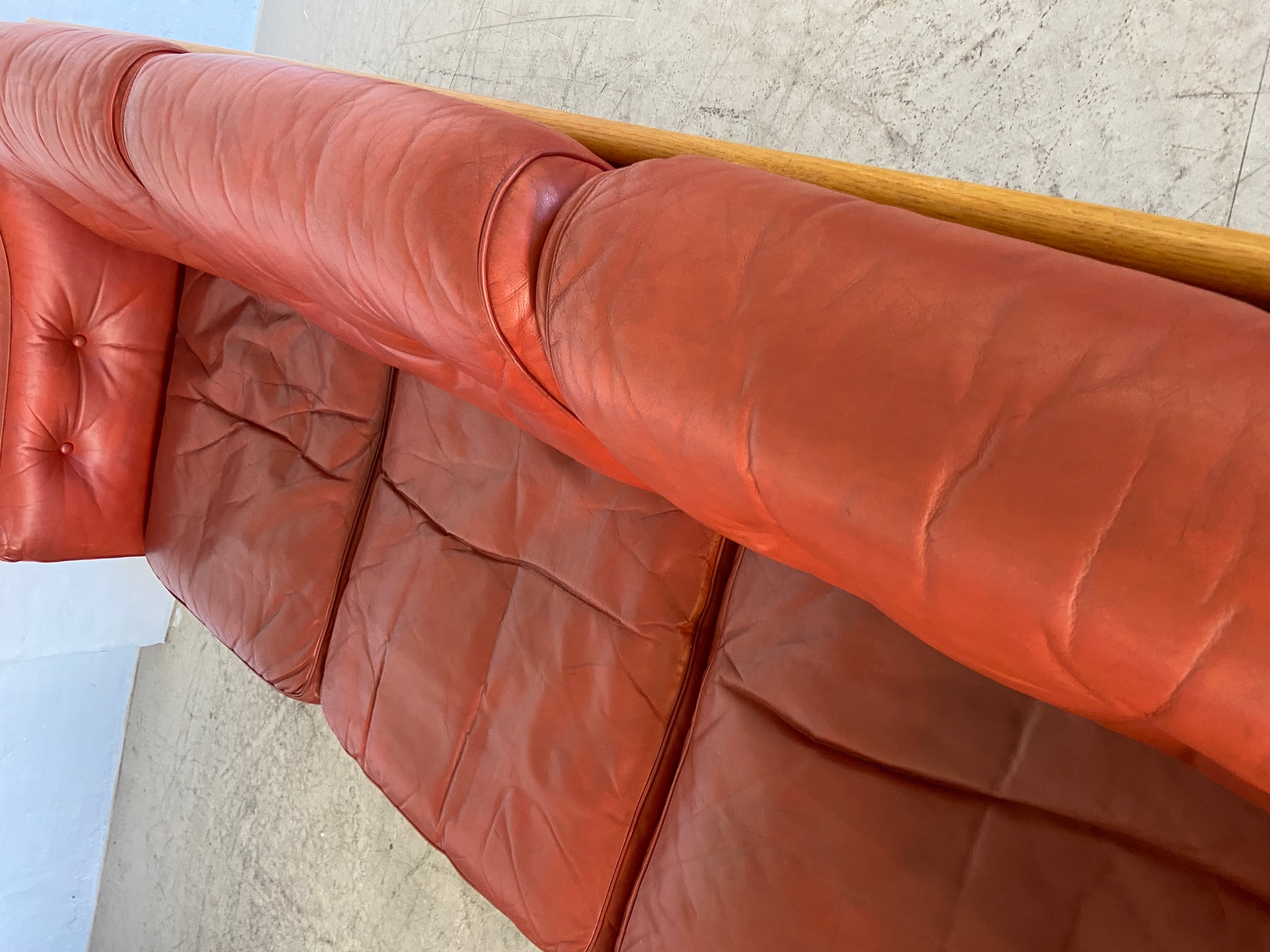 Vintage Swedish Mid Century  3 Person Sofa in Cognac Leather 1970,s