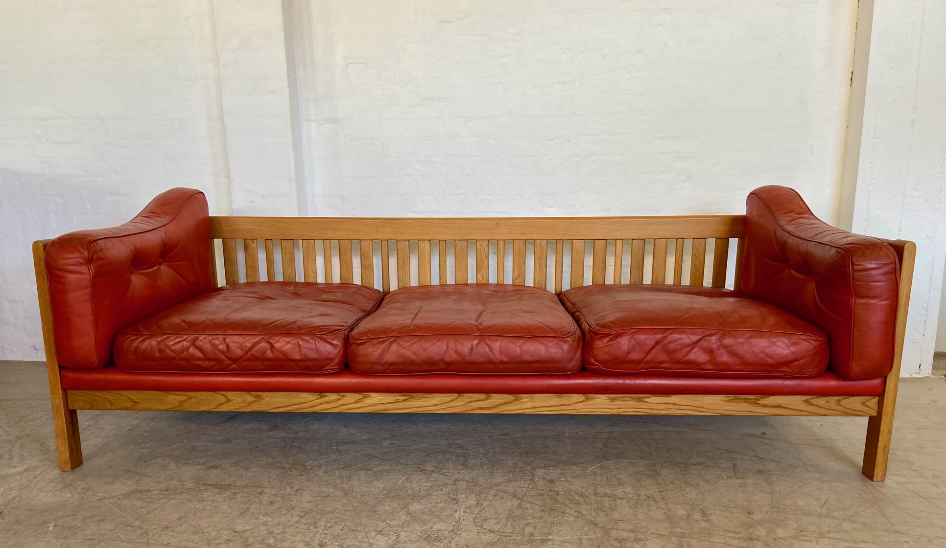Vintage Swedish Mid Century  3 Person Sofa in Cognac Leather 1970,s