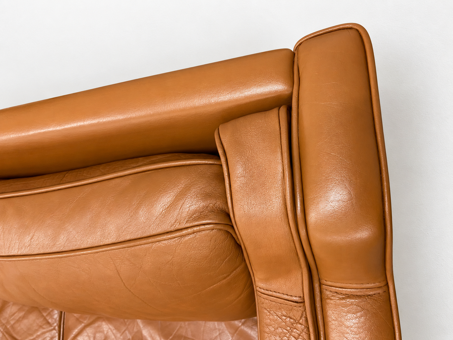 Vintage Danish Mid Century  3 Person Stouby Sofa in Cognac leather 1960,s