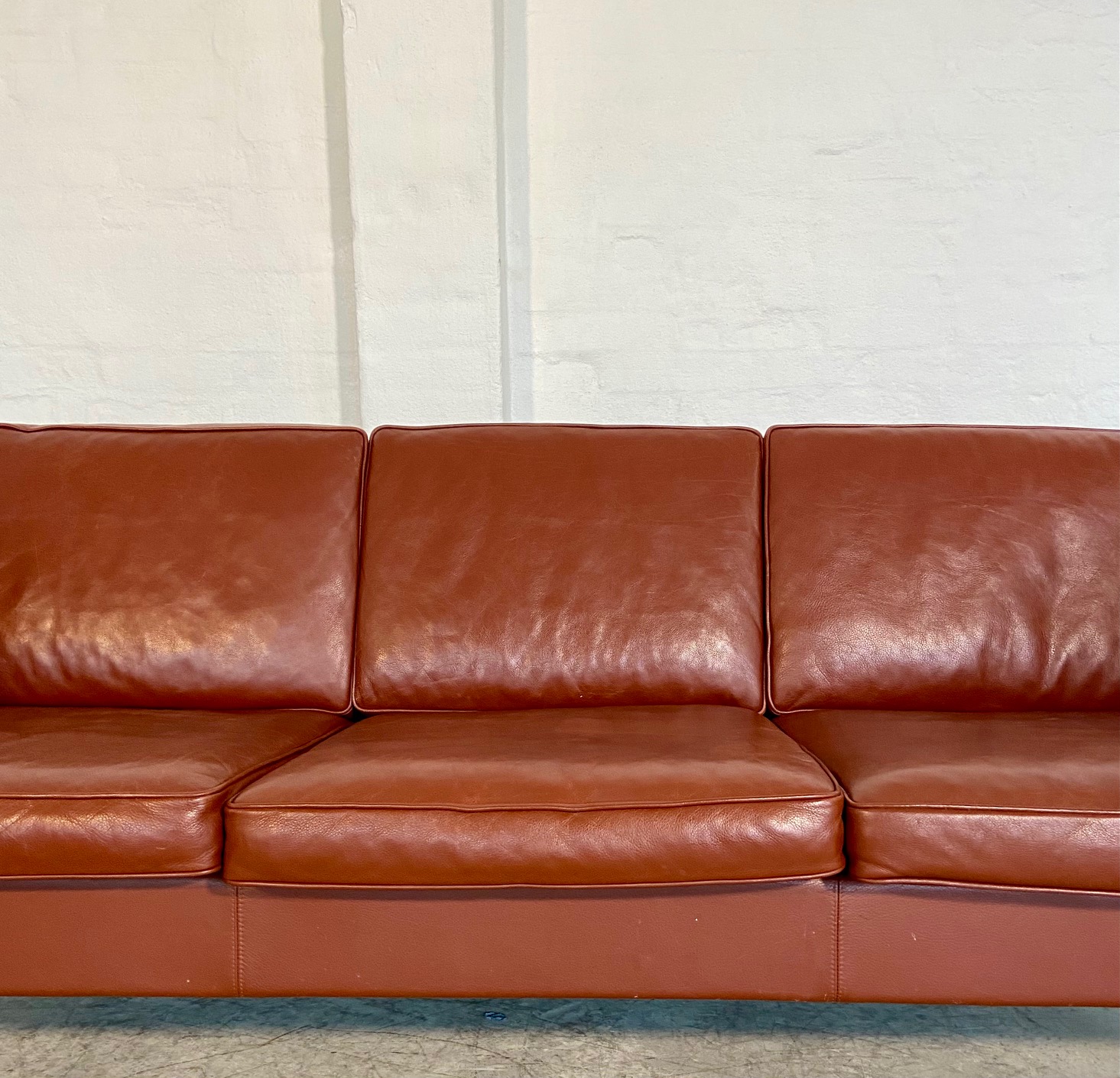Vintage Danish Mid Century Mogans Hansen  3 Person Sofa in Cognac leather
