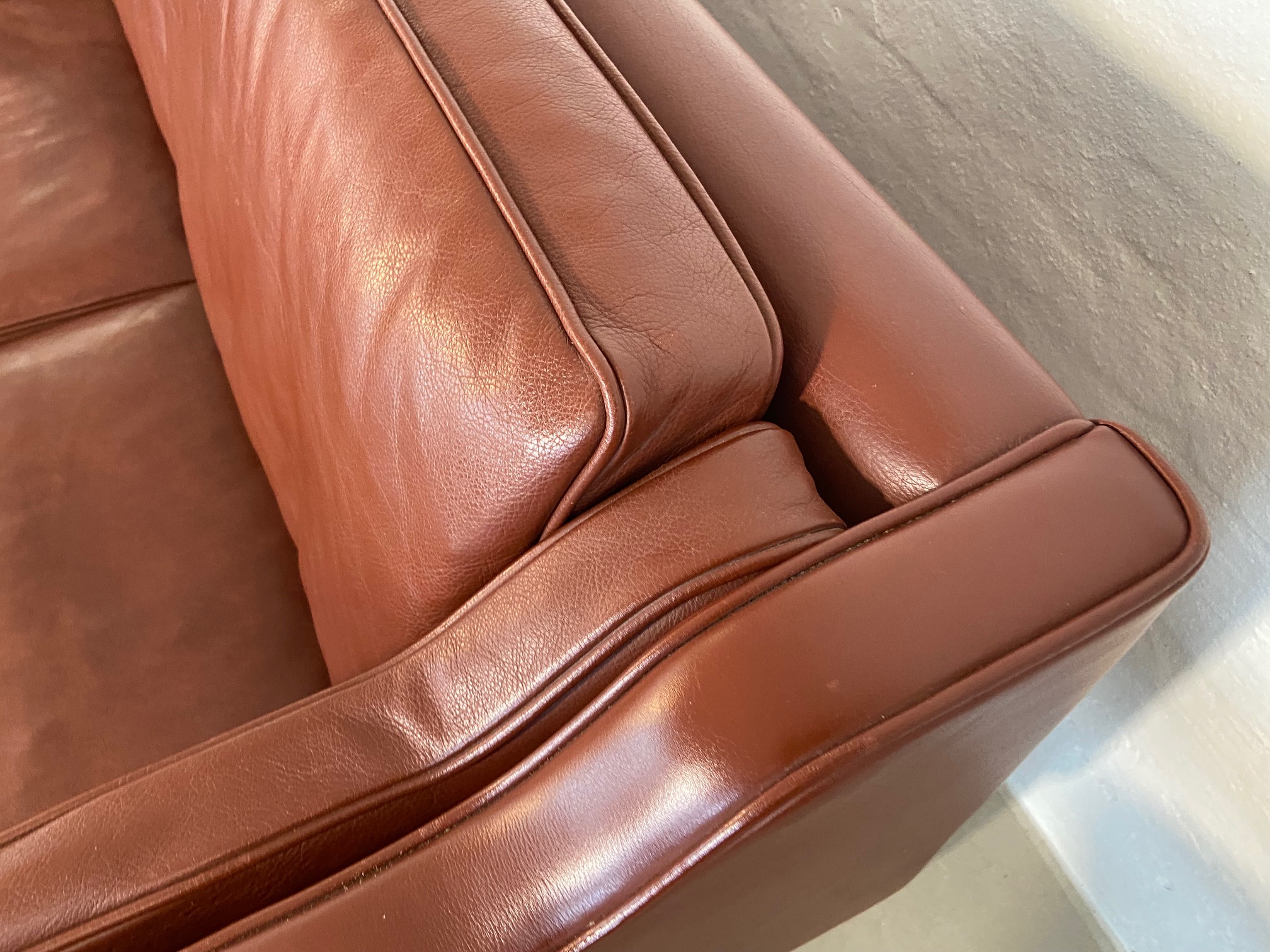 Vintage Danish Mid Century Mogans Hansen  3 Person Sofa in Cognac leather