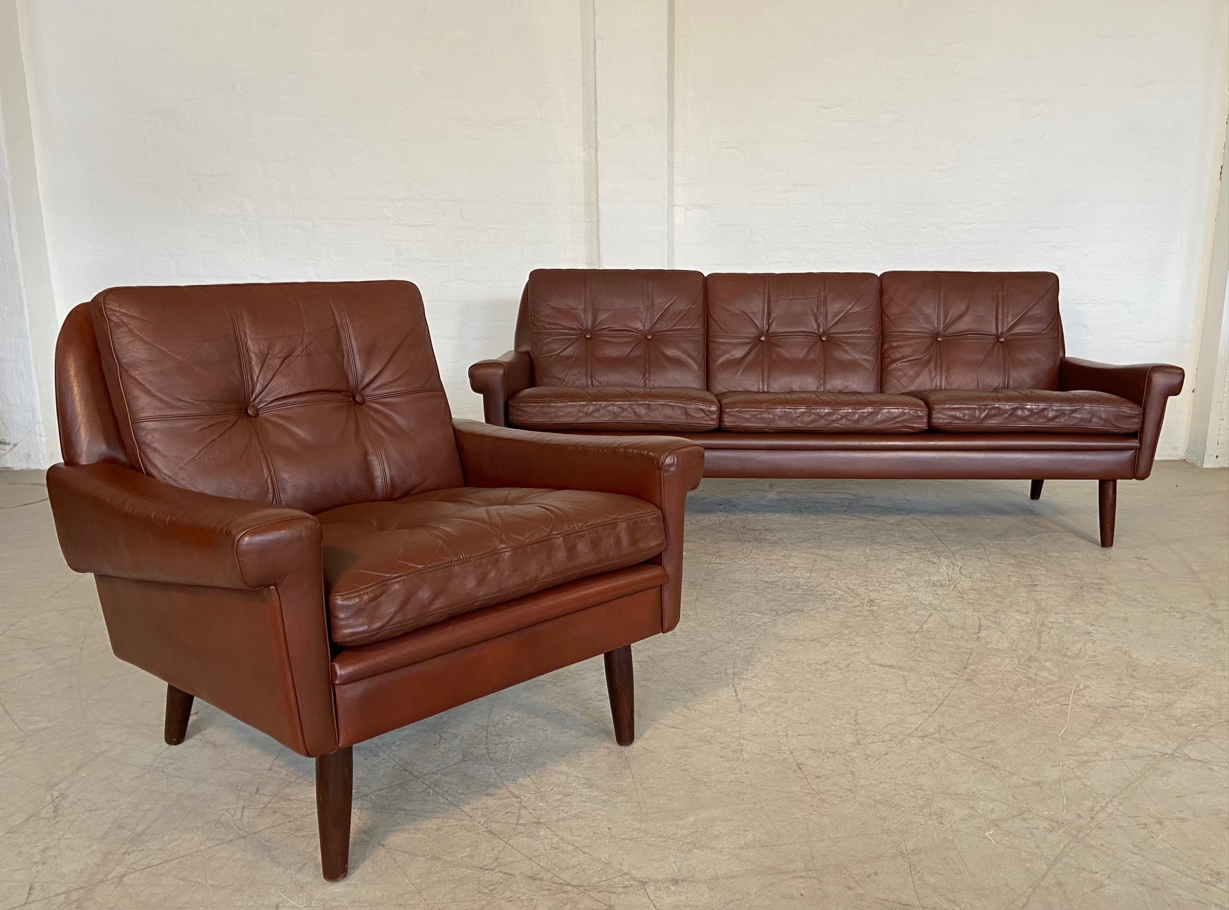 Vintage Danish Retro Svend Skipper Leather Lounge Chair 1960,s