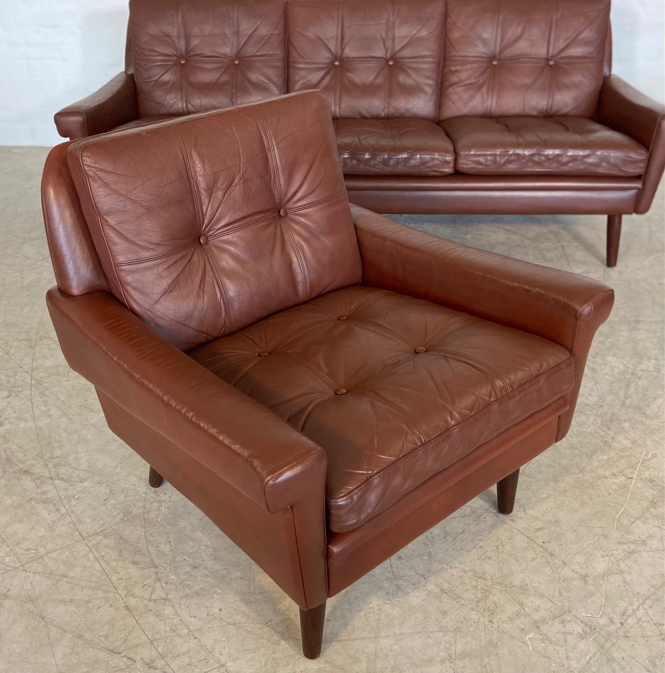 Vintage Danish Retro Svend Skipper Leather Lounge Chair 1960,s