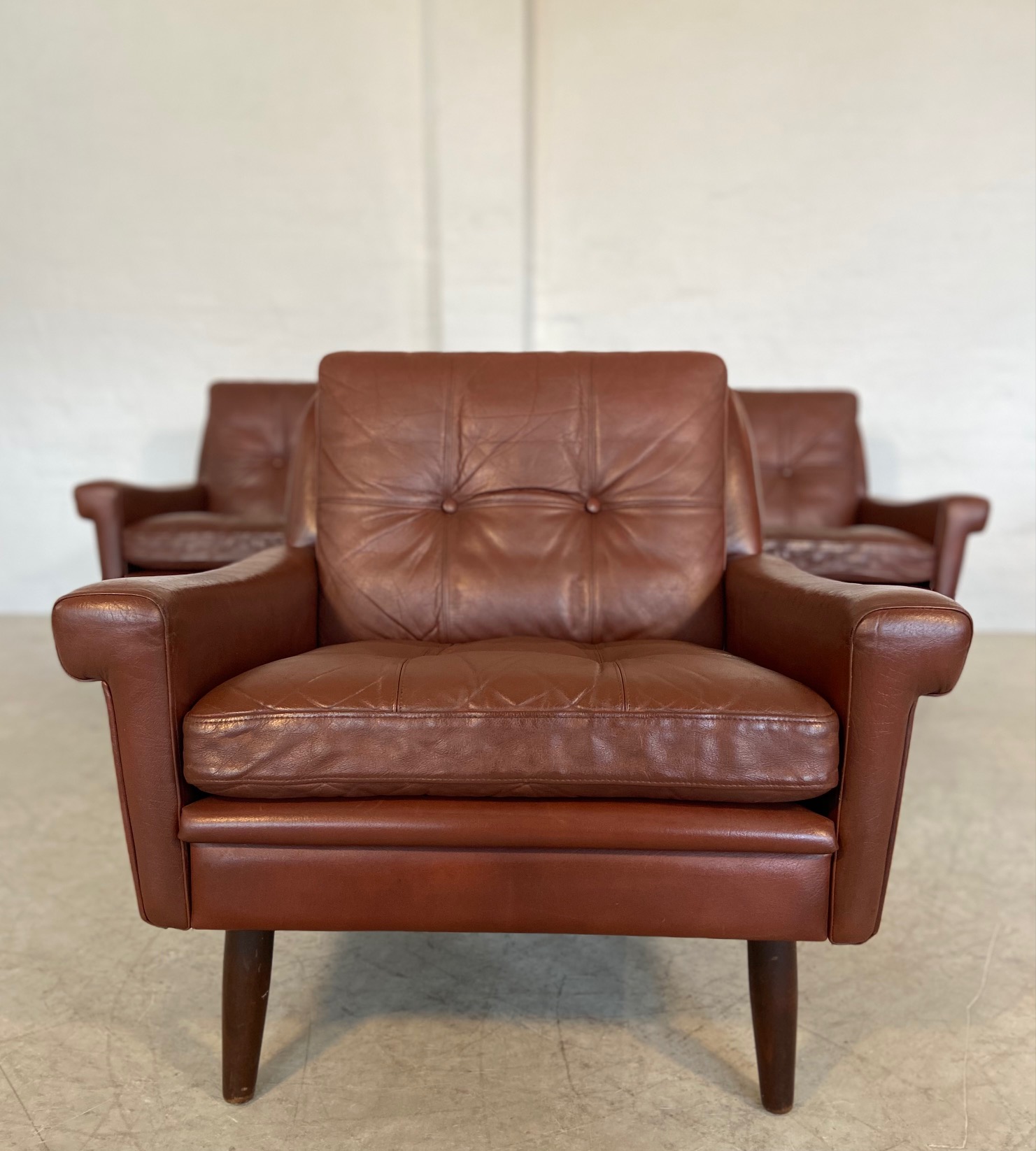 Vintage Danish Retro Svend Skipper Leather Lounge Chair 1960,s