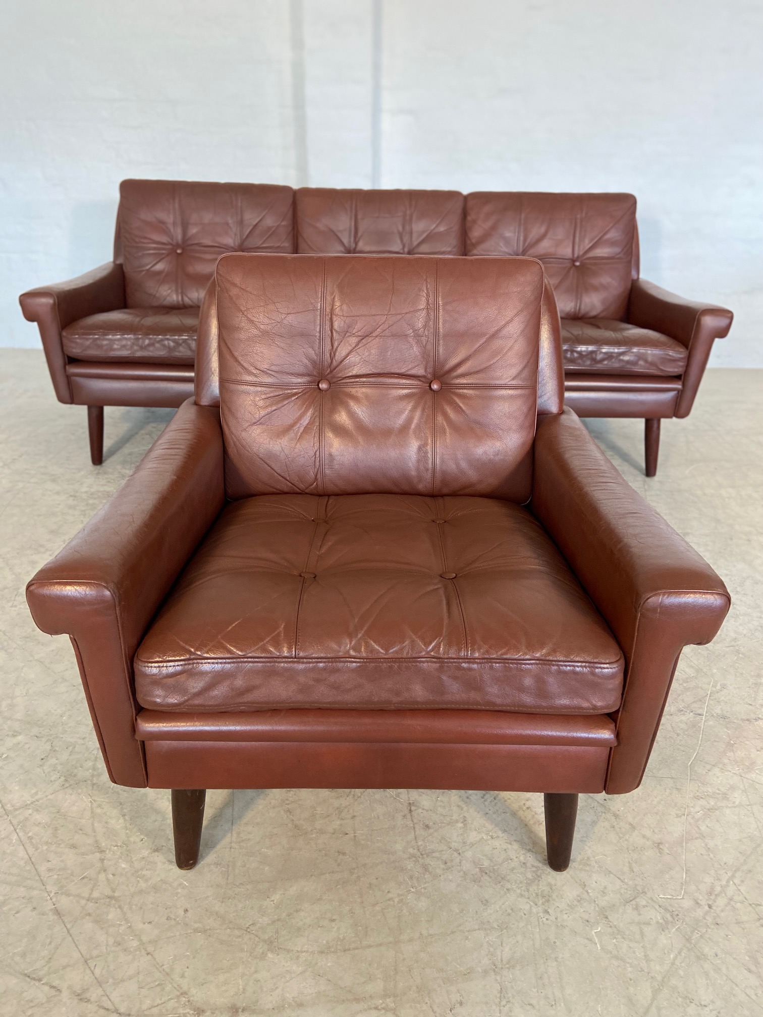 Vintage Danish Retro Svend Skipper Leather Lounge Chair 1960,s