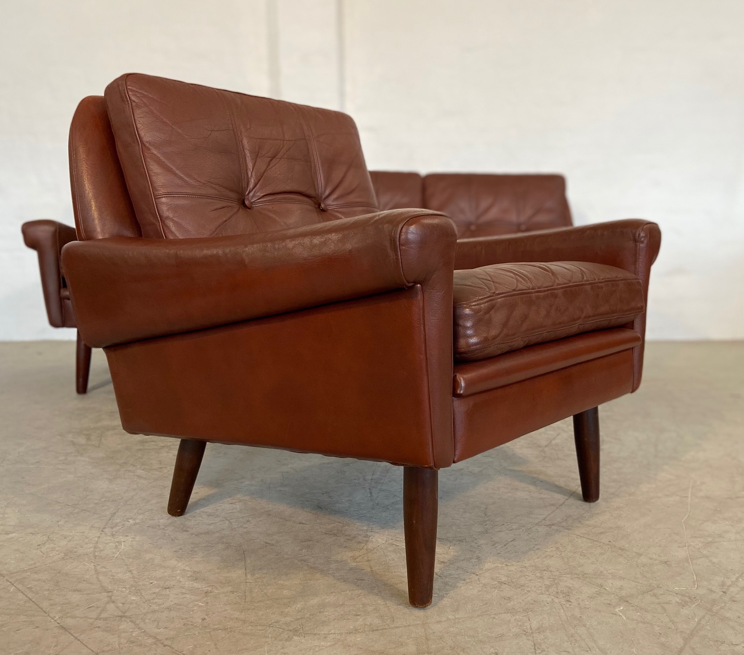 Vintage Danish Retro Svend Skipper Leather Lounge Chair 1960,s