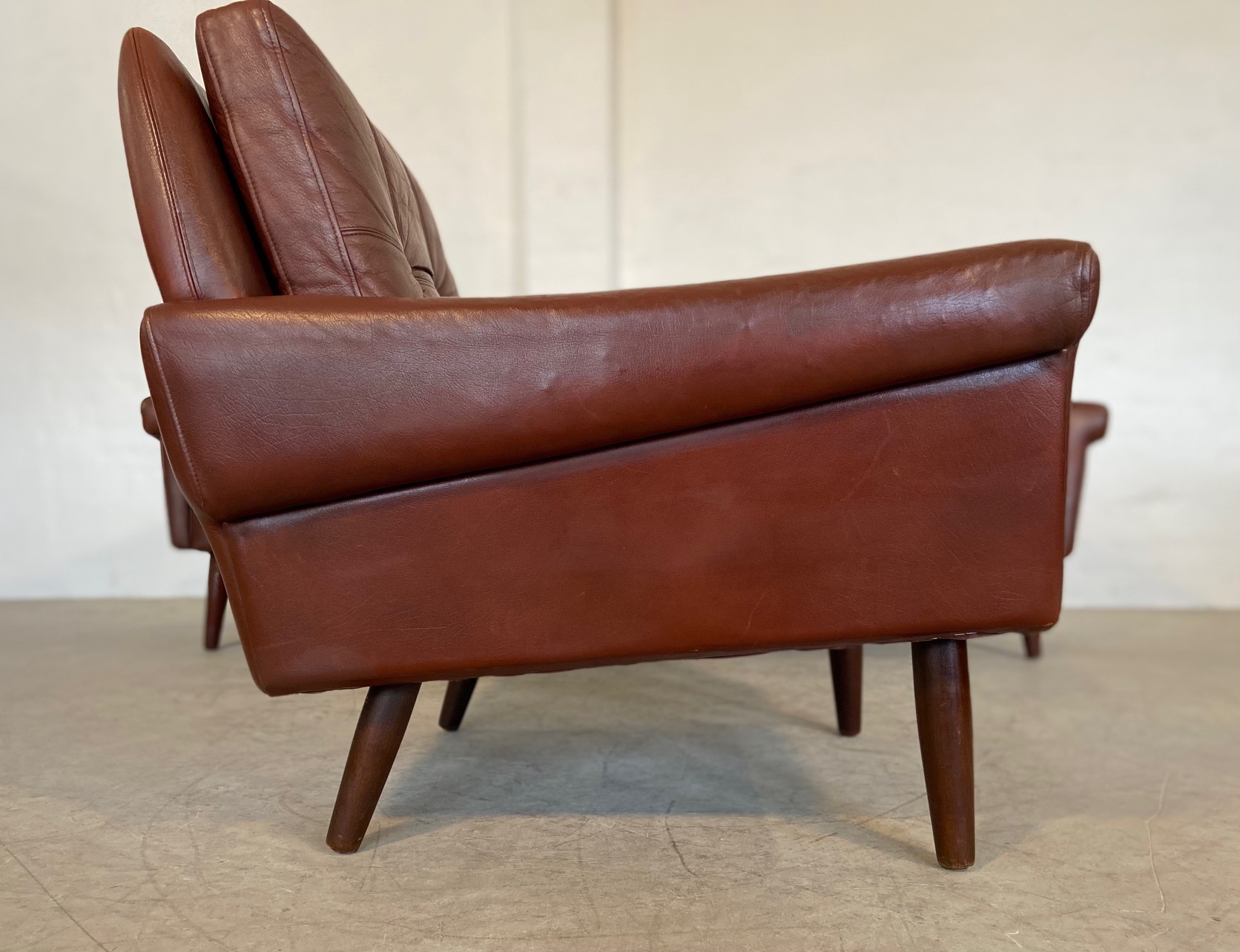 Vintage Danish Retro Svend Skipper Leather Lounge Chair 1960,s