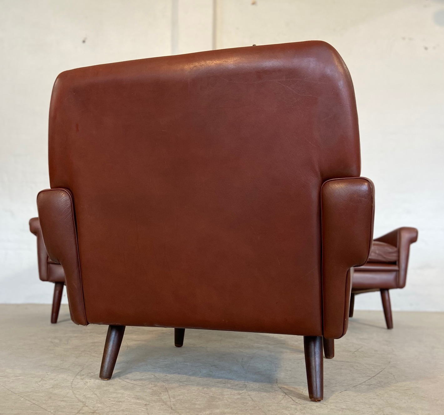 Vintage Danish Retro Svend Skipper Leather Lounge Chair 1960,s