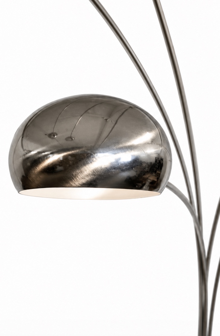 Vintage Swedish Cottex 5-Arm Chrome Arc Floor Lamp with Marble Base – 1970s