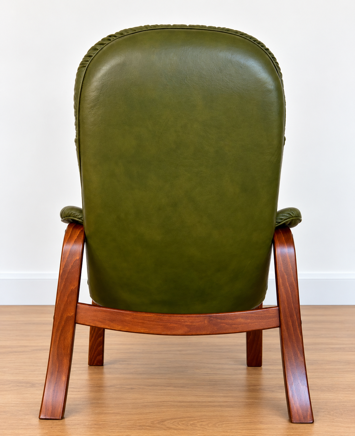 Vintage Swedish Mid-Century Olive Green Leather Lounge Chair by Gote Møbler – 1970s