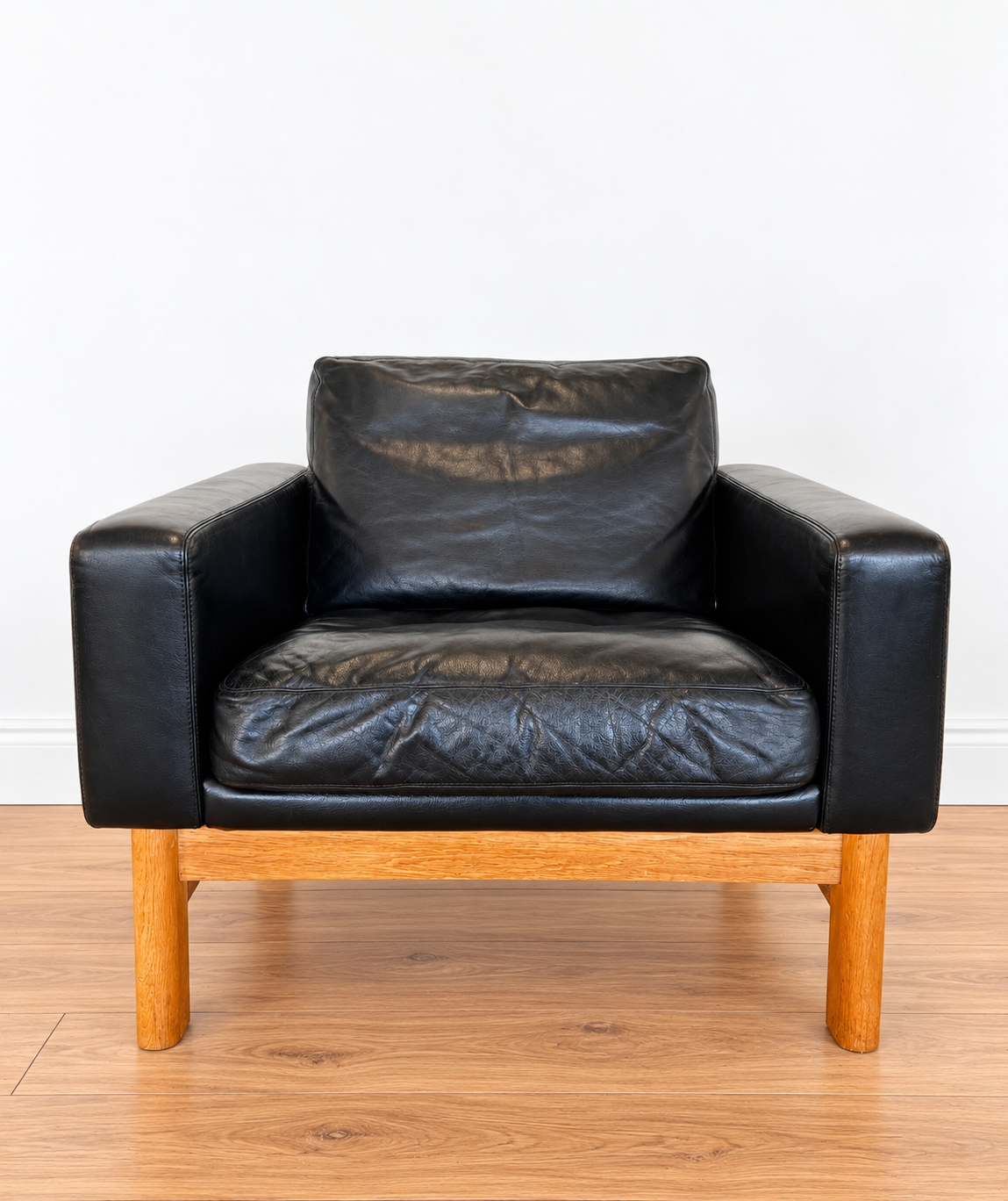 VINTAGE MID-CENTURY POUL M. VOLTHER  LEATHER AND OAK LOUNGE CHAIR 1960,s