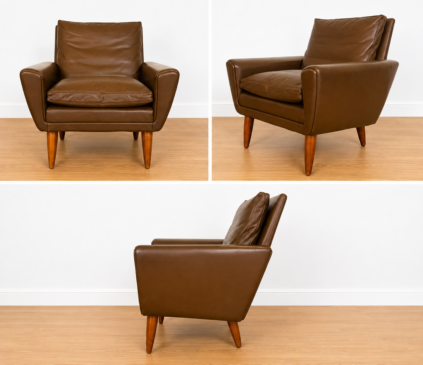 VINTAGE RETRO DANISH MID-CENTURY G. THAMS CLUB CHAIR IN BROWN LEATHER 60s