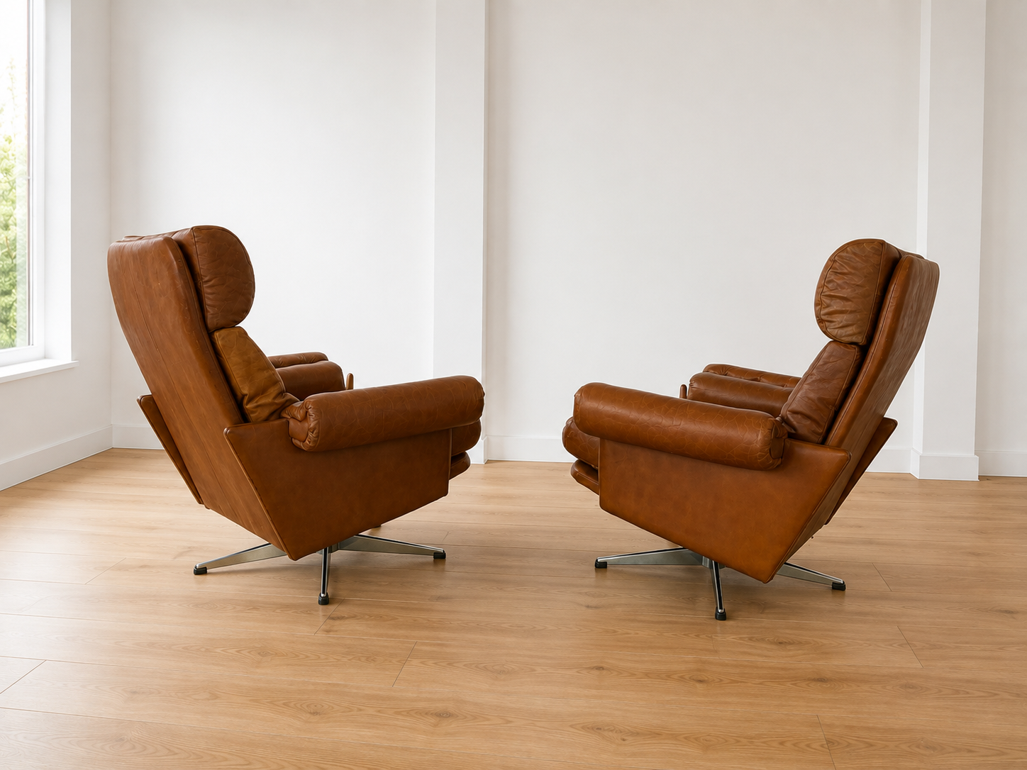 Vintage Scandinavian Nili Stoppmøbler reclining lounge chairs  1970'S