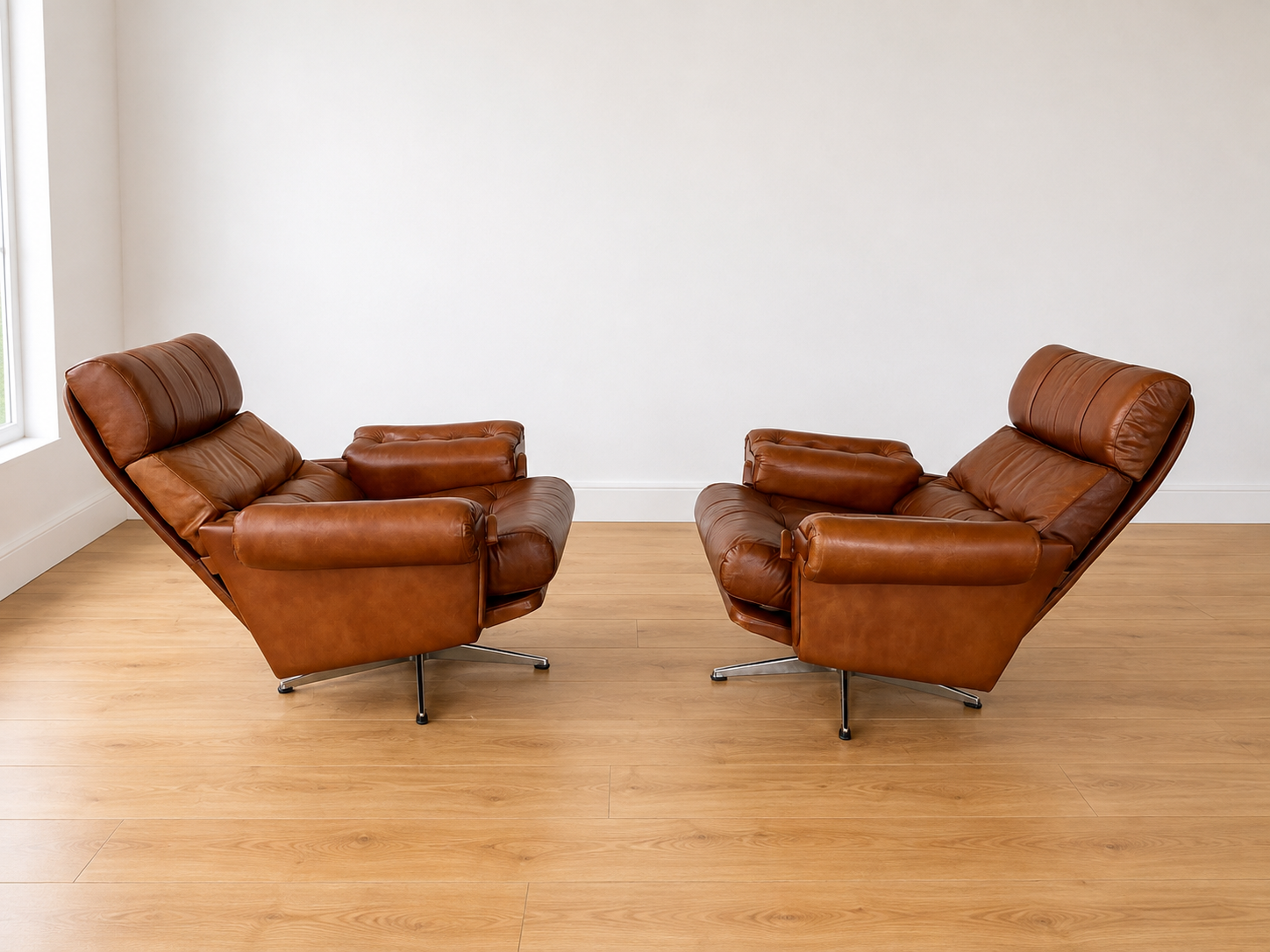 Vintage Scandinavian Nili Stoppmøbler reclining lounge chairs  1970'S