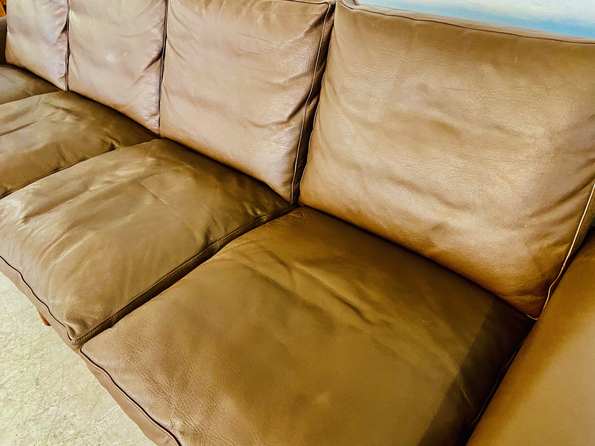 GEORG THAMS VINTAGE RETRO DANISH MID-CENTURY 4 PERSON SOFA in BROWN LEATHER 1960
