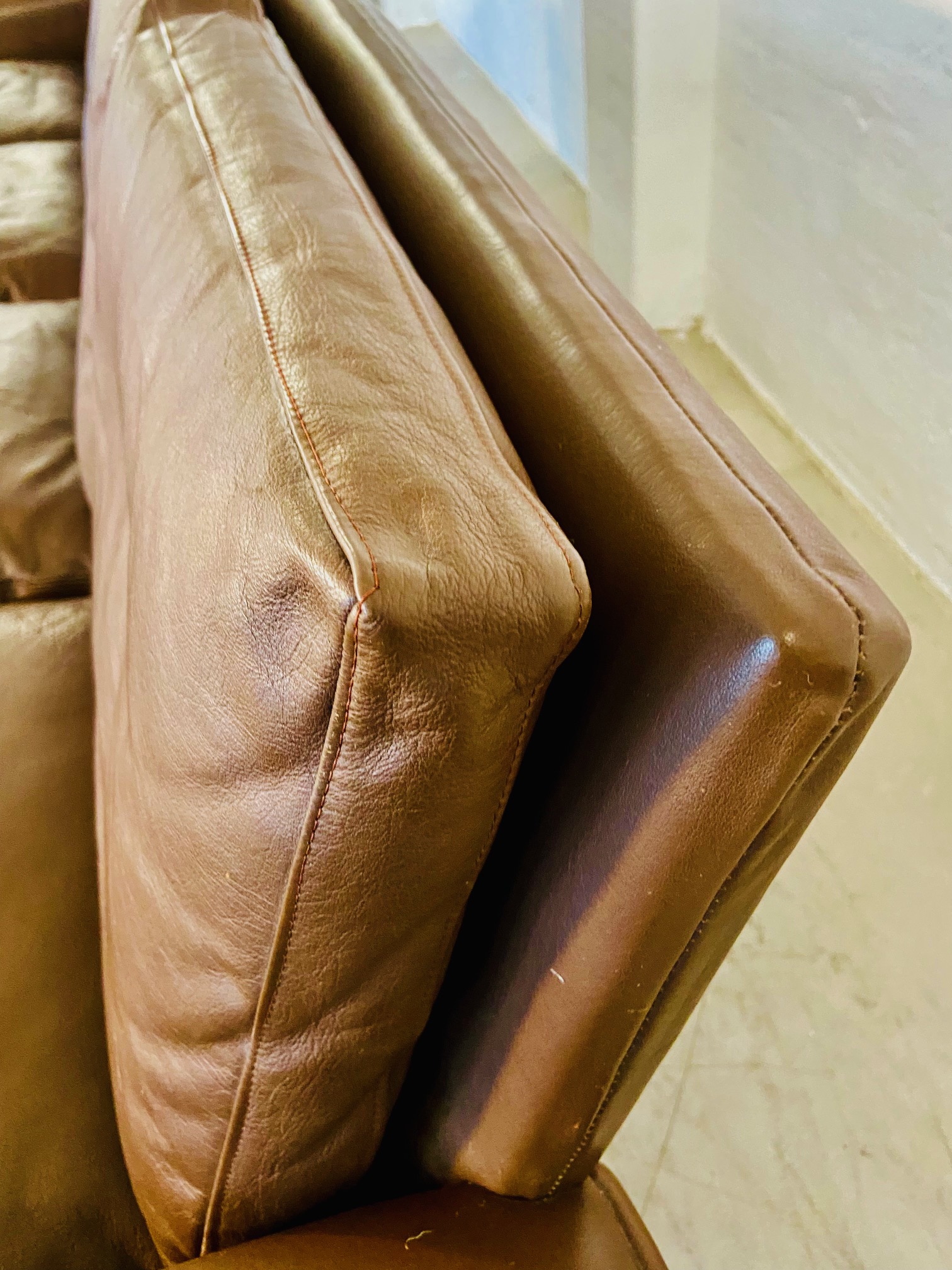 GEORG THAMS VINTAGE RETRO DANISH MID-CENTURY 4 PERSON SOFA in BROWN LEATHER 1960