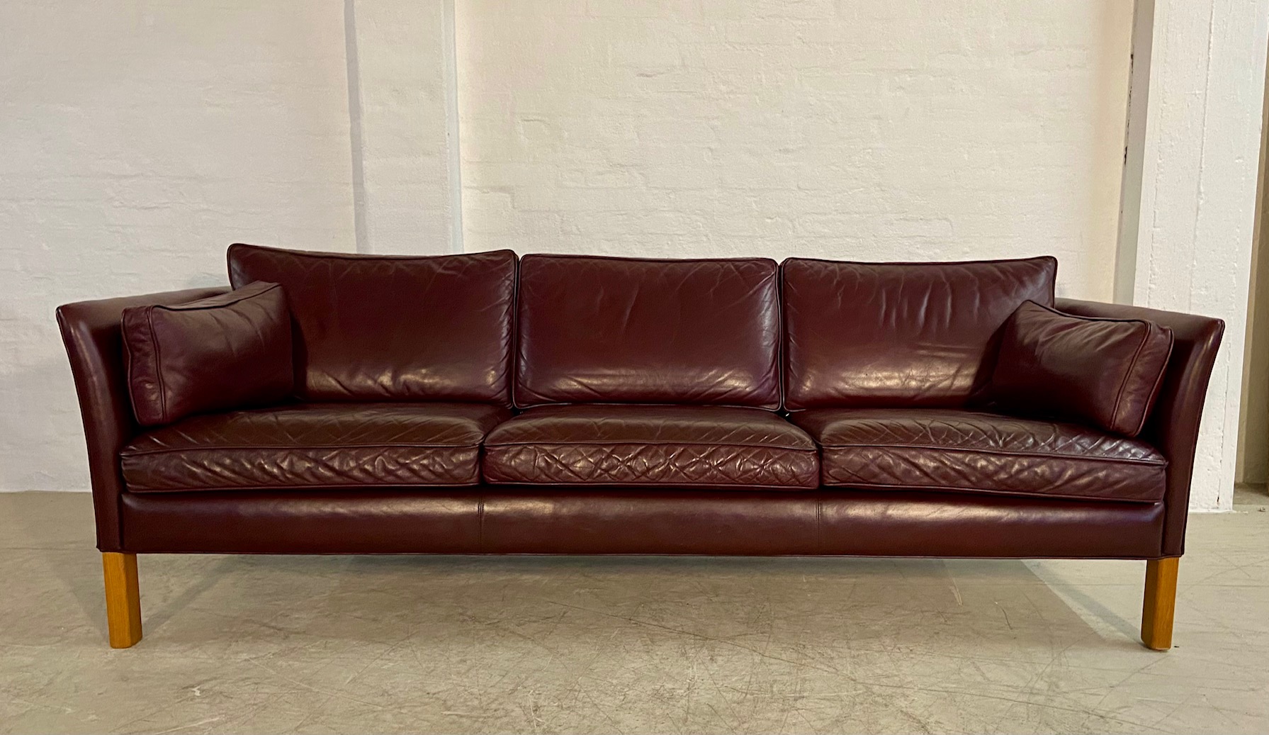 IMG_6269 Mid-Century Modern Arne Norell Swedish Burgundy Leather Sofa β 1960s