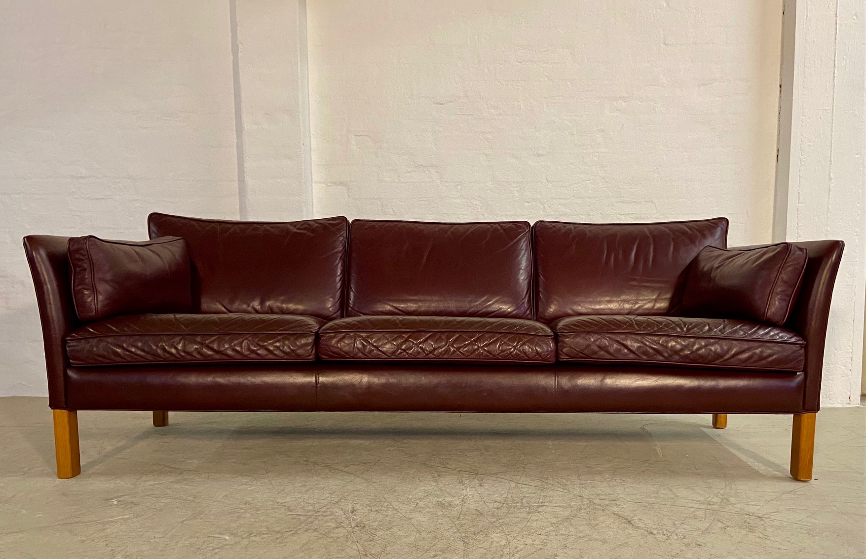 IMG_6270 Mid-Century Modern Arne Norell Swedish Burgundy Leather Sofa β 1960s