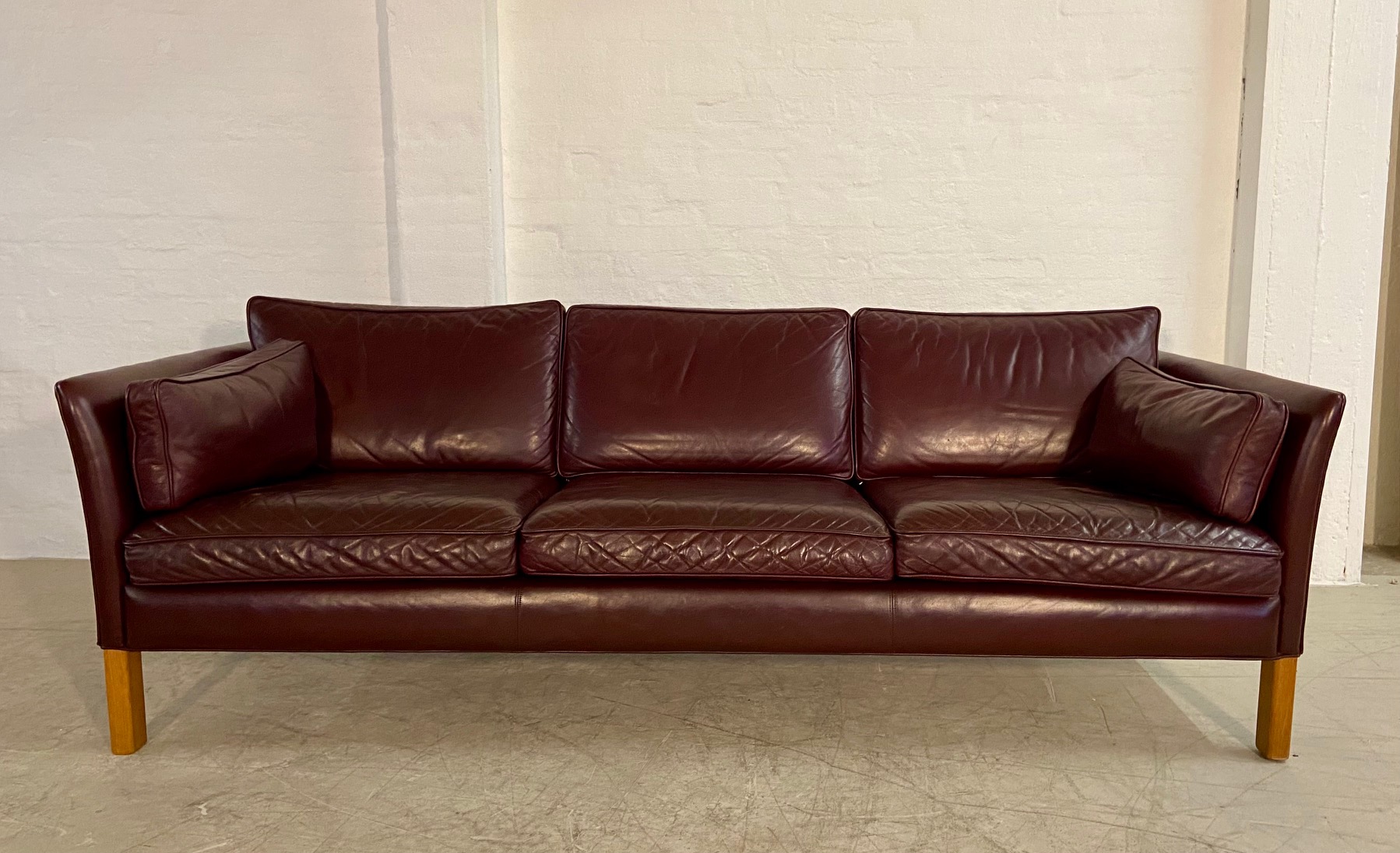 IMG_6271 Mid-Century Modern Arne Norell Swedish Burgundy Leather Sofa β 1960s