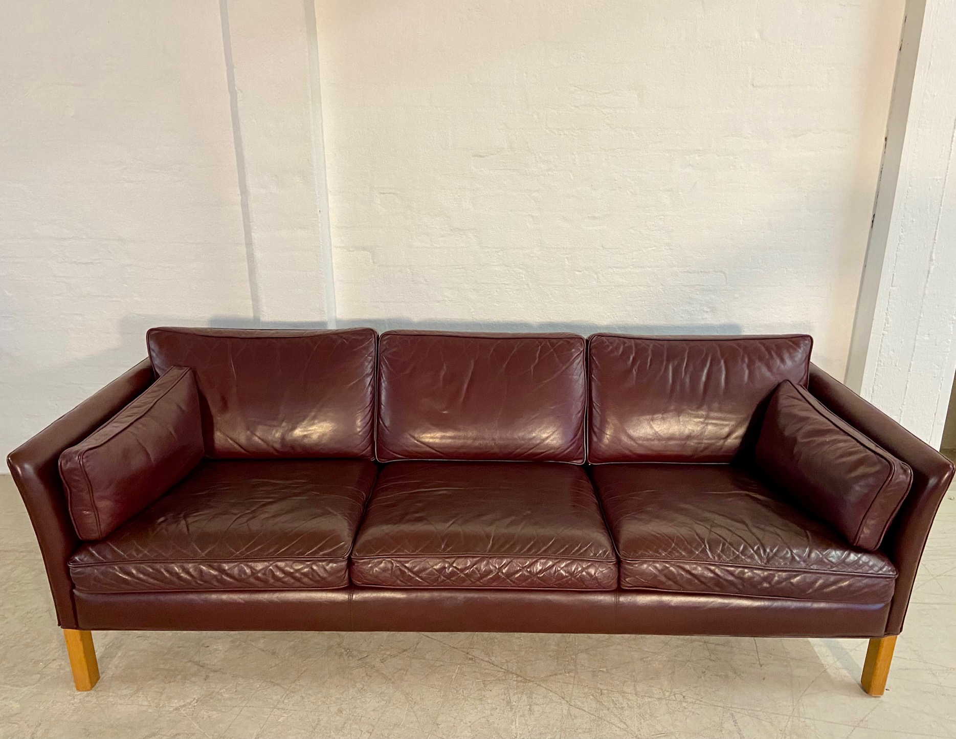 IMG_6274 Mid-Century Modern Arne Norell Swedish Burgundy Leather Sofa β 1960s