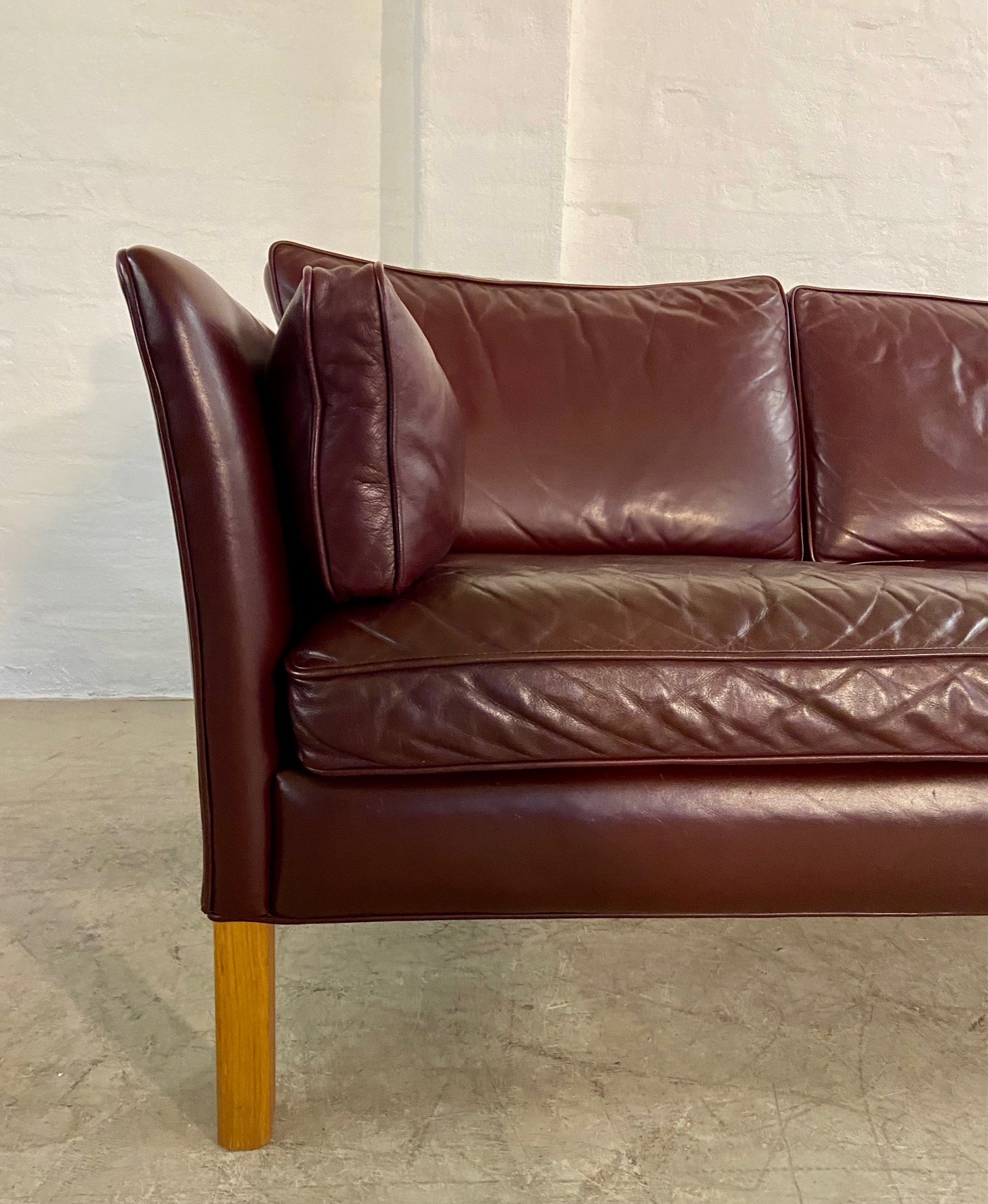 IMG_6275 Mid-Century Modern Arne Norell Swedish Burgundy Leather Sofa β 1960s