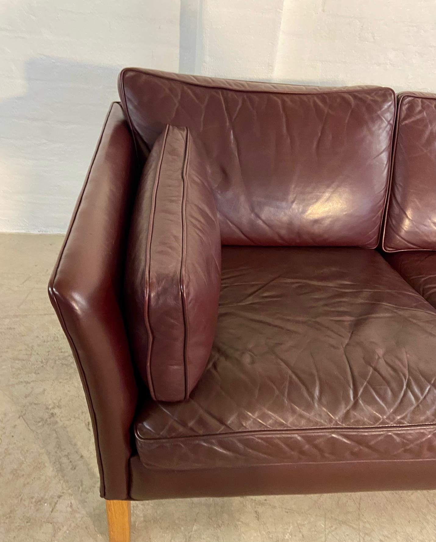 IMG_6276 Mid-Century Modern Arne Norell Swedish Burgundy Leather Sofa β 1960s