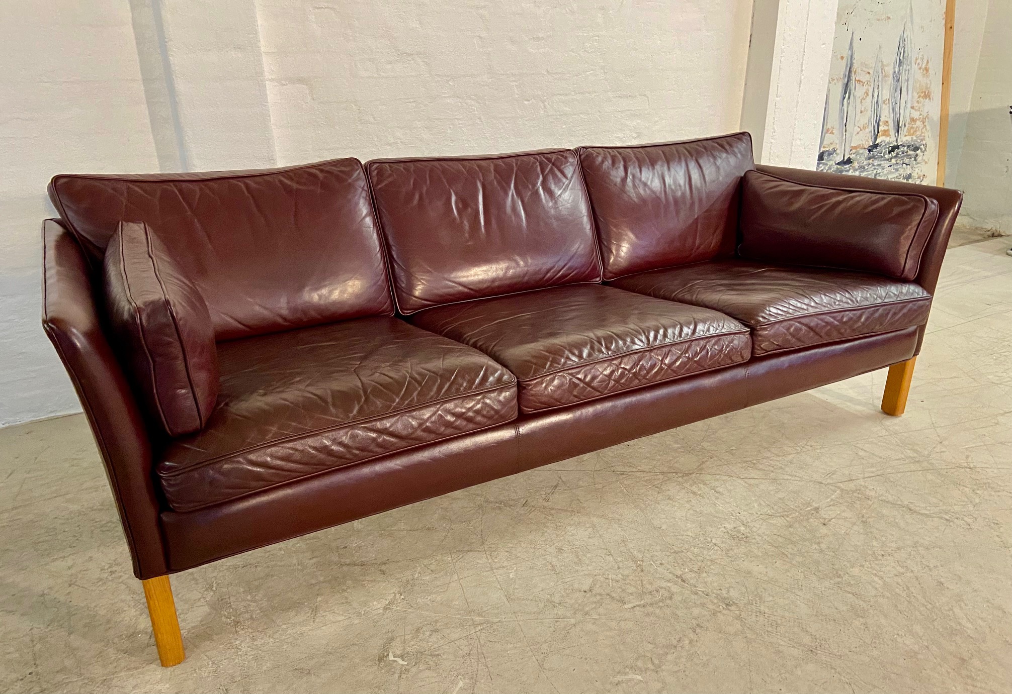 IMG_6278 Mid-Century Modern Arne Norell Swedish Burgundy Leather Sofa β 1960s