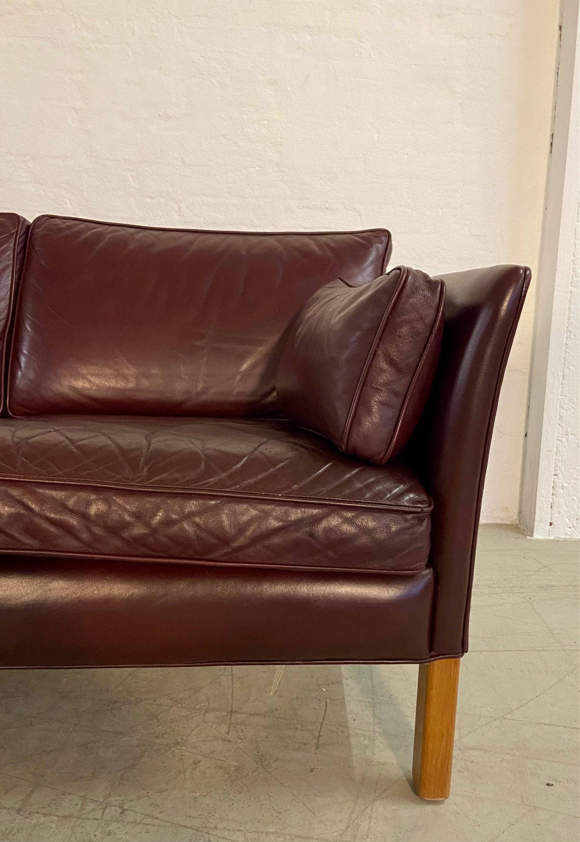 IMG_6279 Mid-Century Modern Arne Norell Swedish Burgundy Leather Sofa β 1960s