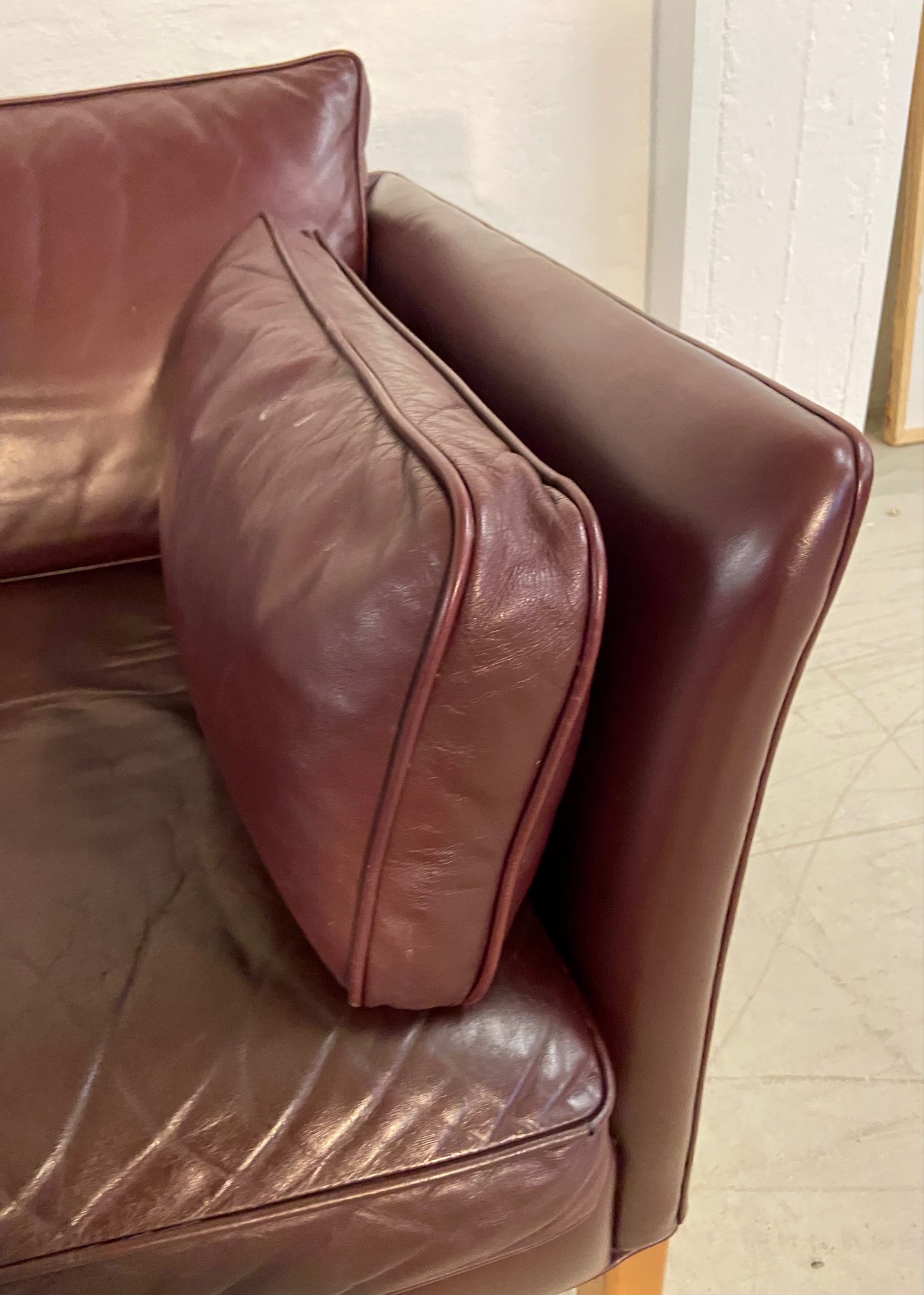 IMG_6280 Mid-Century Modern Arne Norell Swedish Burgundy Leather Sofa β 1960s