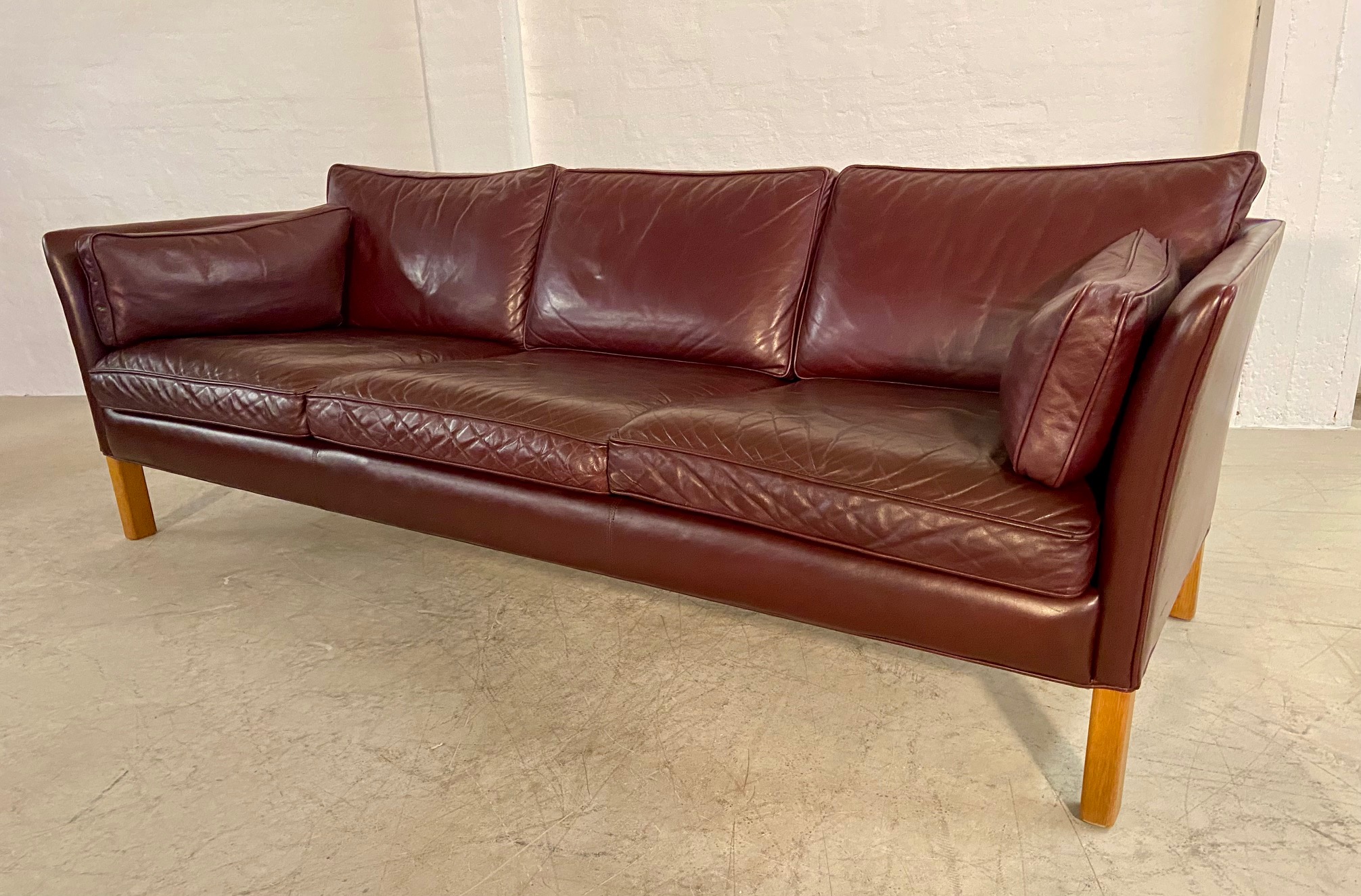 IMG_6283 Mid-Century Modern Arne Norell Swedish Burgundy Leather Sofa β 1960s