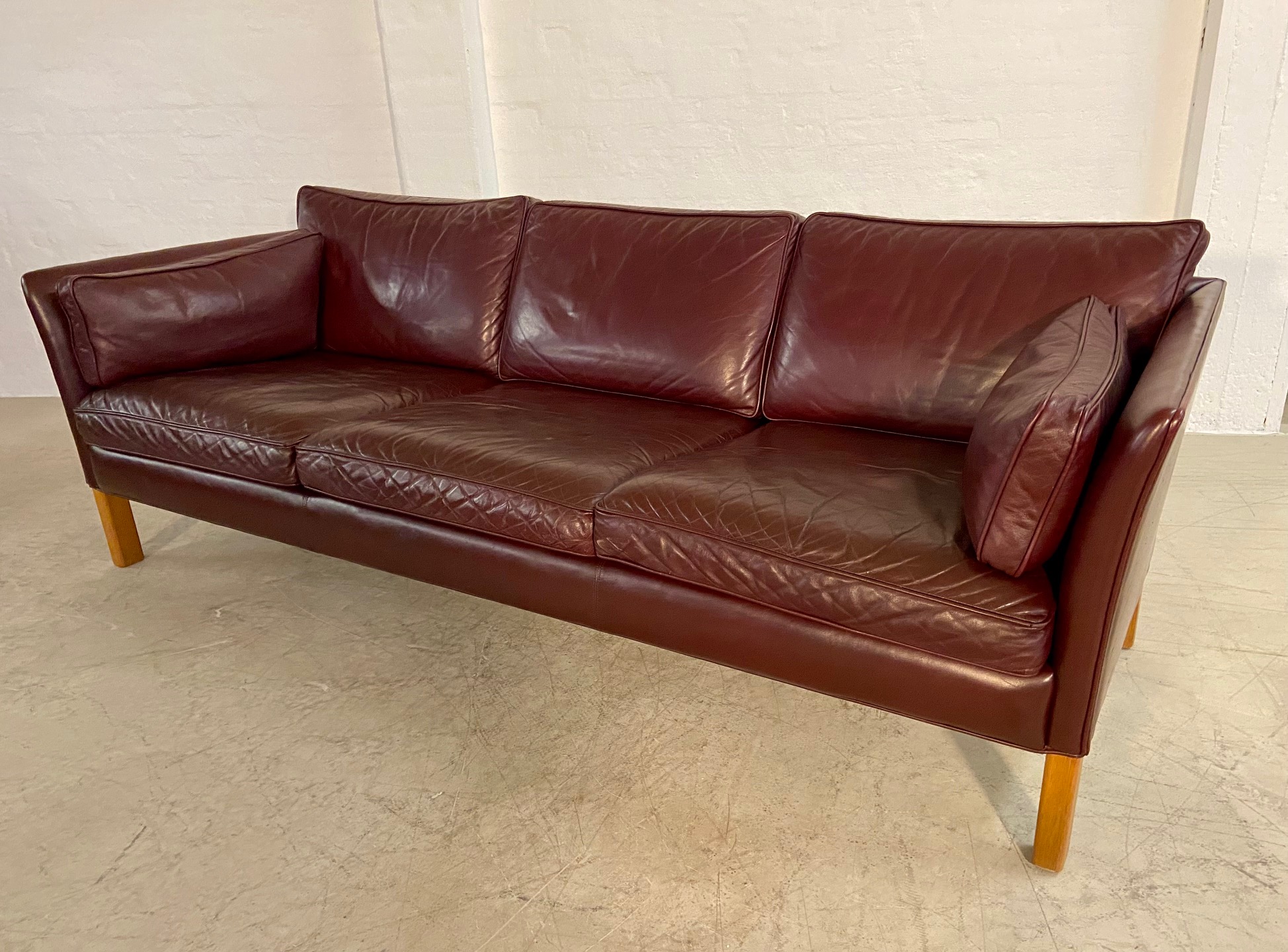IMG_6284 Mid-Century Modern Arne Norell Swedish Burgundy Leather Sofa β 1960s