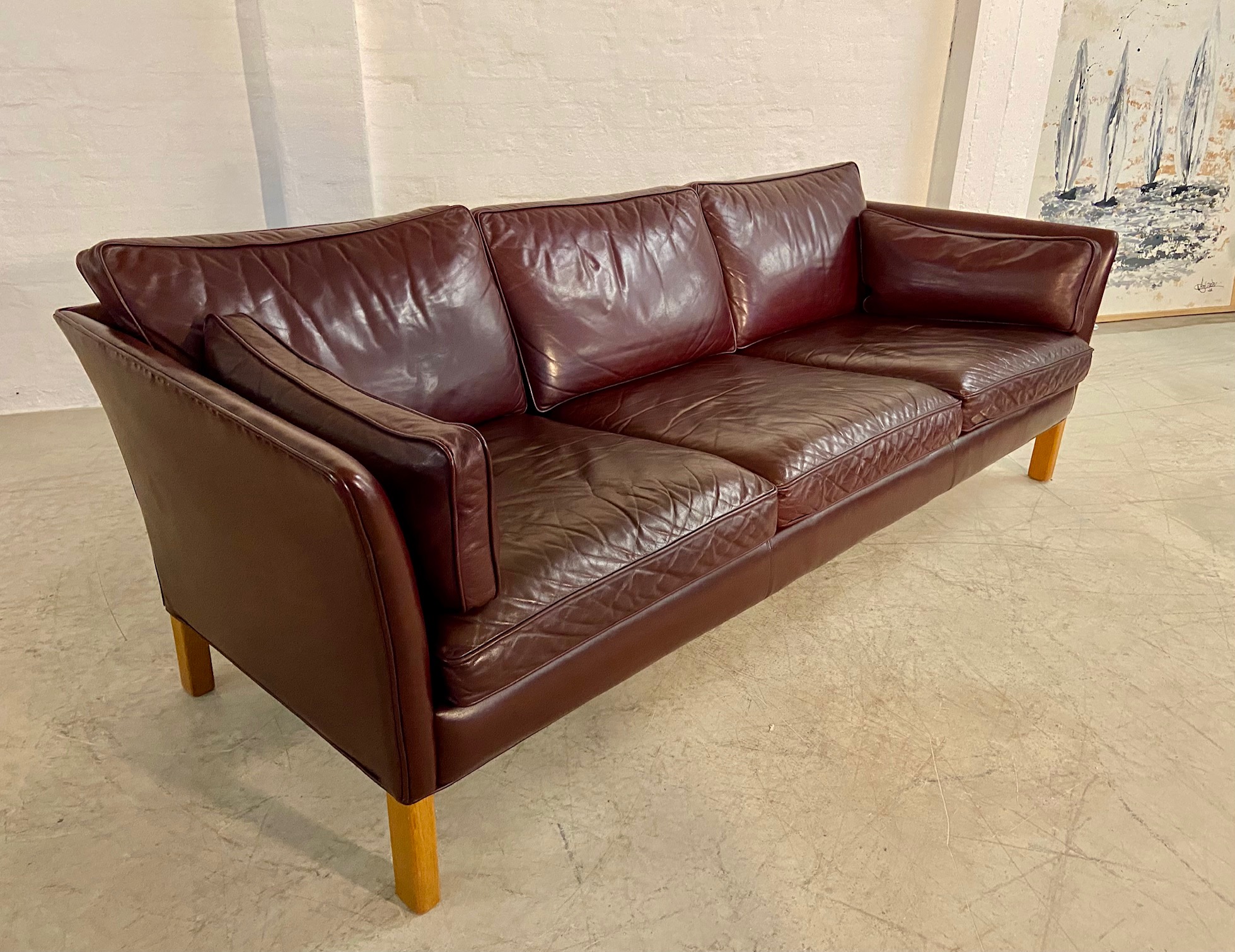 IMG_6286 Mid-Century Modern Arne Norell Swedish Burgundy Leather Sofa β 1960s