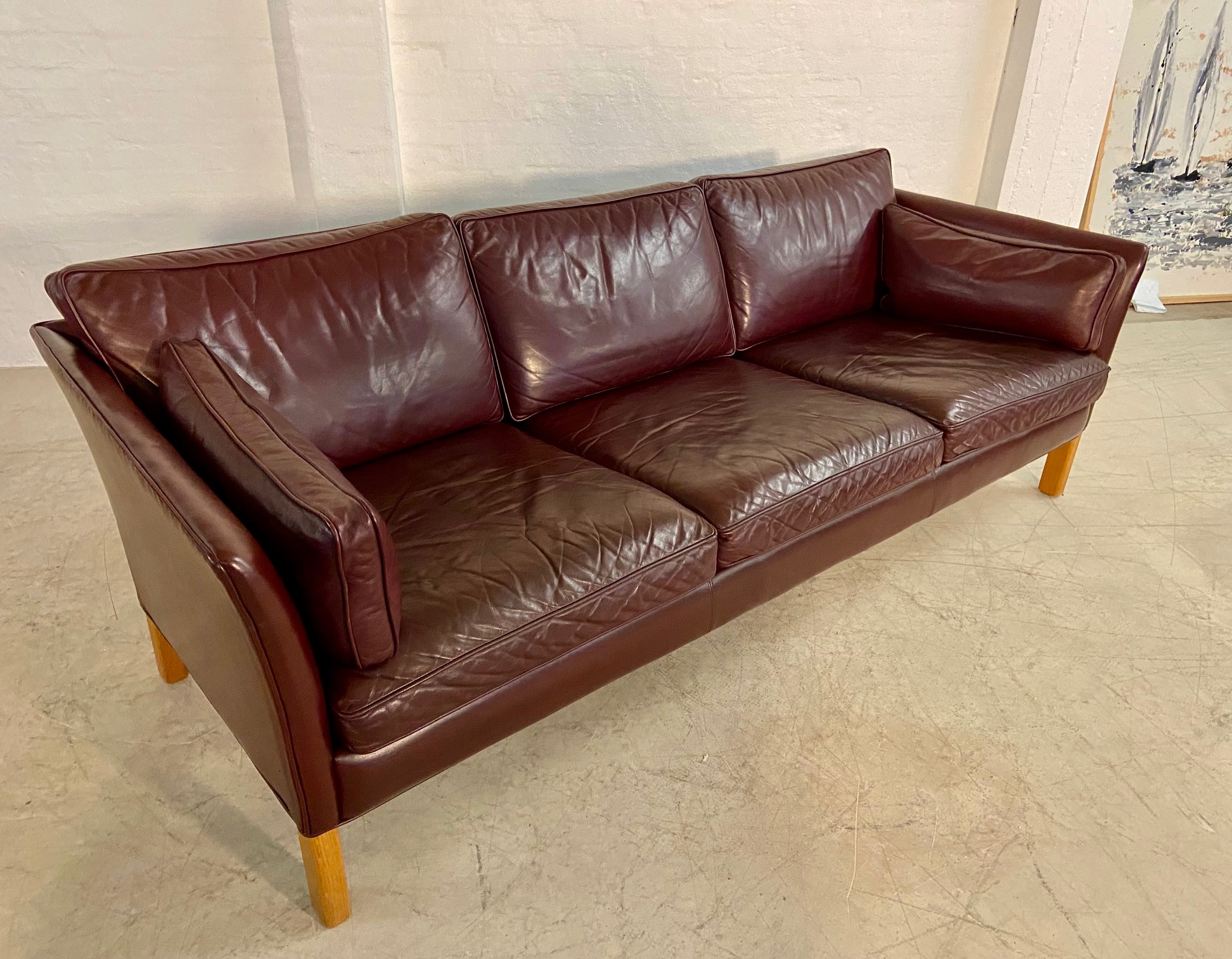 IMG_6287 Mid-Century Modern Arne Norell Swedish Burgundy Leather Sofa β 1960s