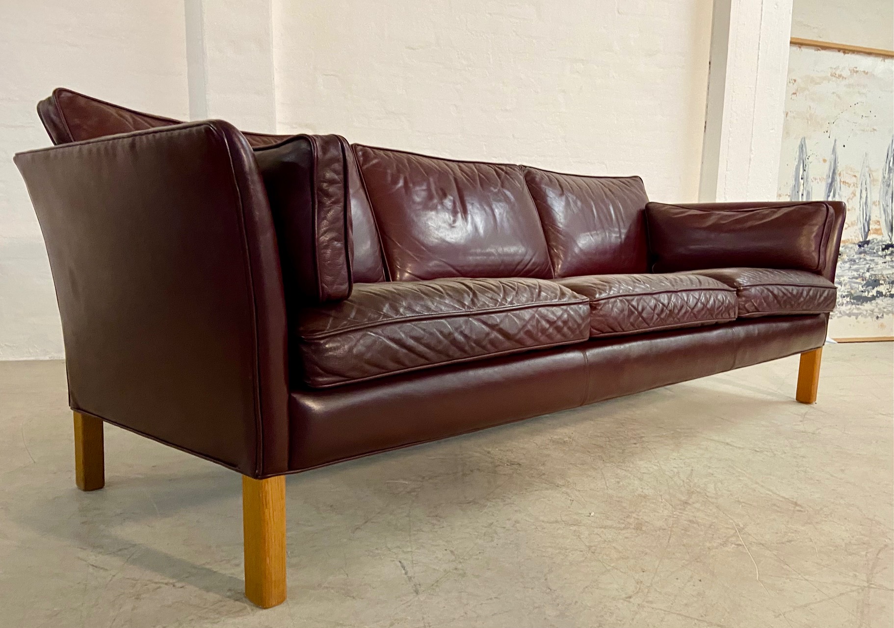IMG_6288 Mid-Century Modern Arne Norell Swedish Burgundy Leather Sofa β 1960s
