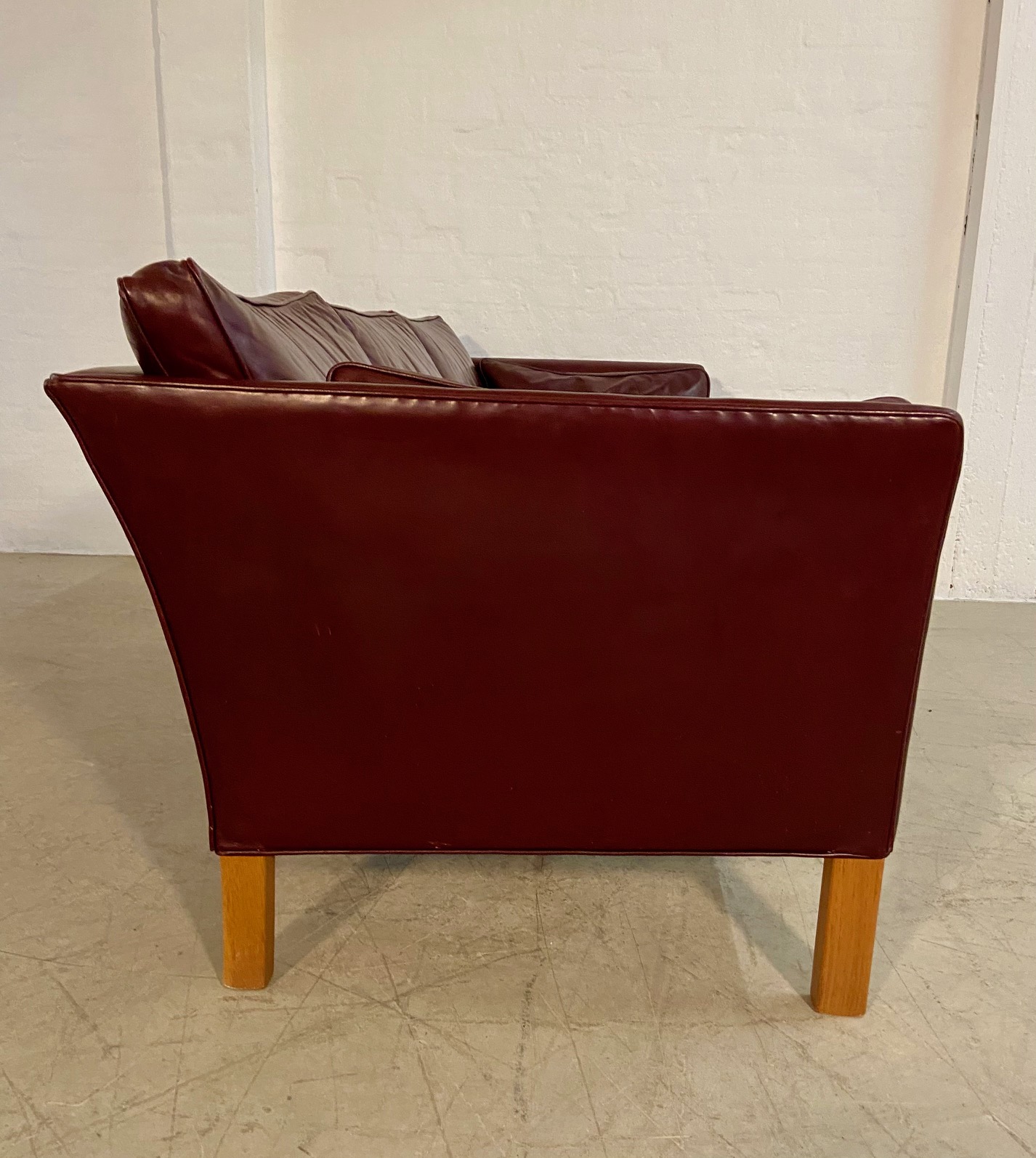 IMG_6291 Mid-Century Modern Arne Norell Swedish Burgundy Leather Sofa β 1960s