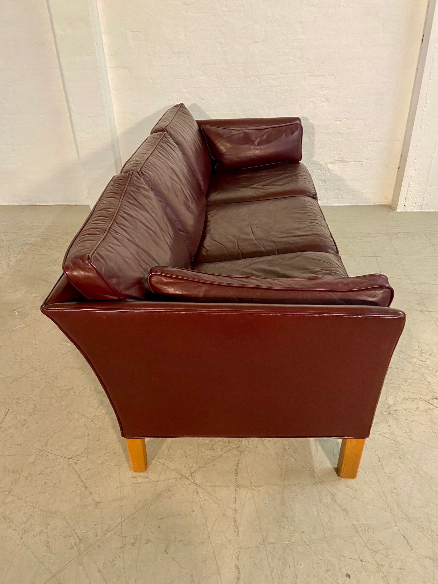 IMG_6292 Mid-Century Modern Arne Norell Swedish Burgundy Leather Sofa β 1960s