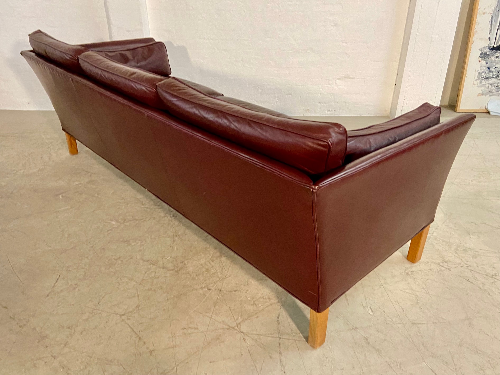 IMG_6294 Mid-Century Modern Arne Norell Swedish Burgundy Leather Sofa β 1960s