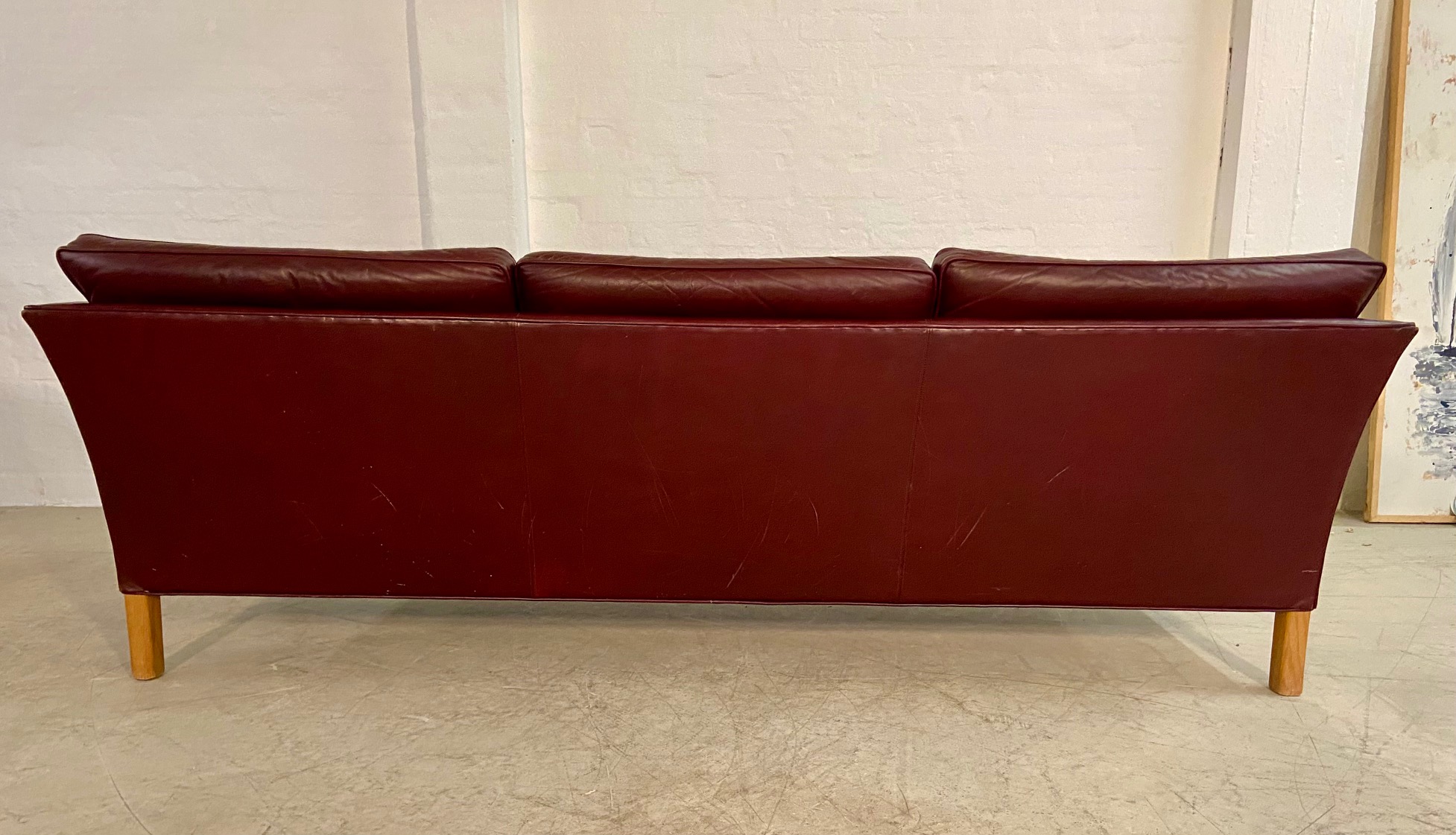 IMG_6296 Mid-Century Modern Arne Norell Swedish Burgundy Leather Sofa β 1960s