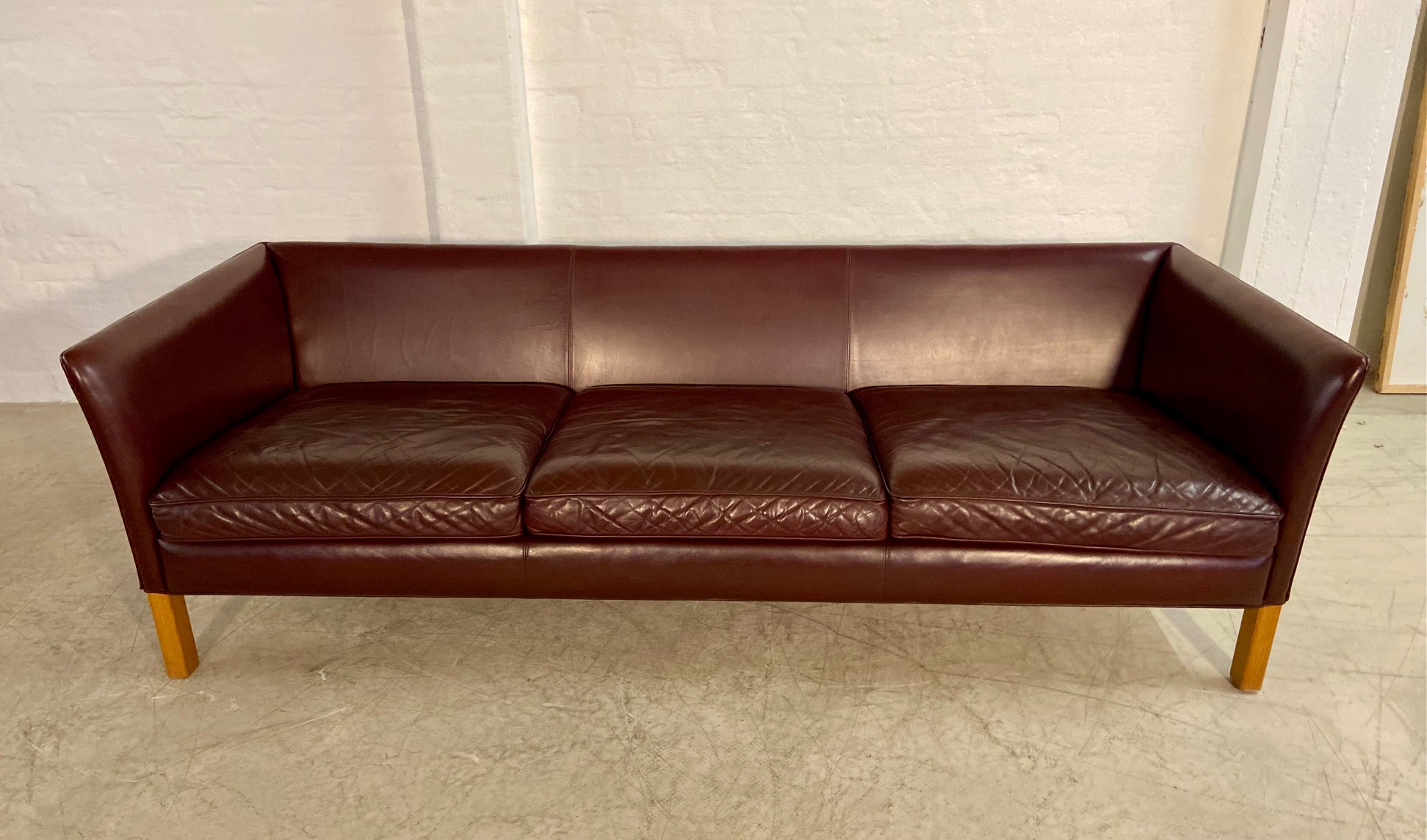 IMG_6301 Mid-Century Modern Arne Norell Swedish Burgundy Leather Sofa β 1960s