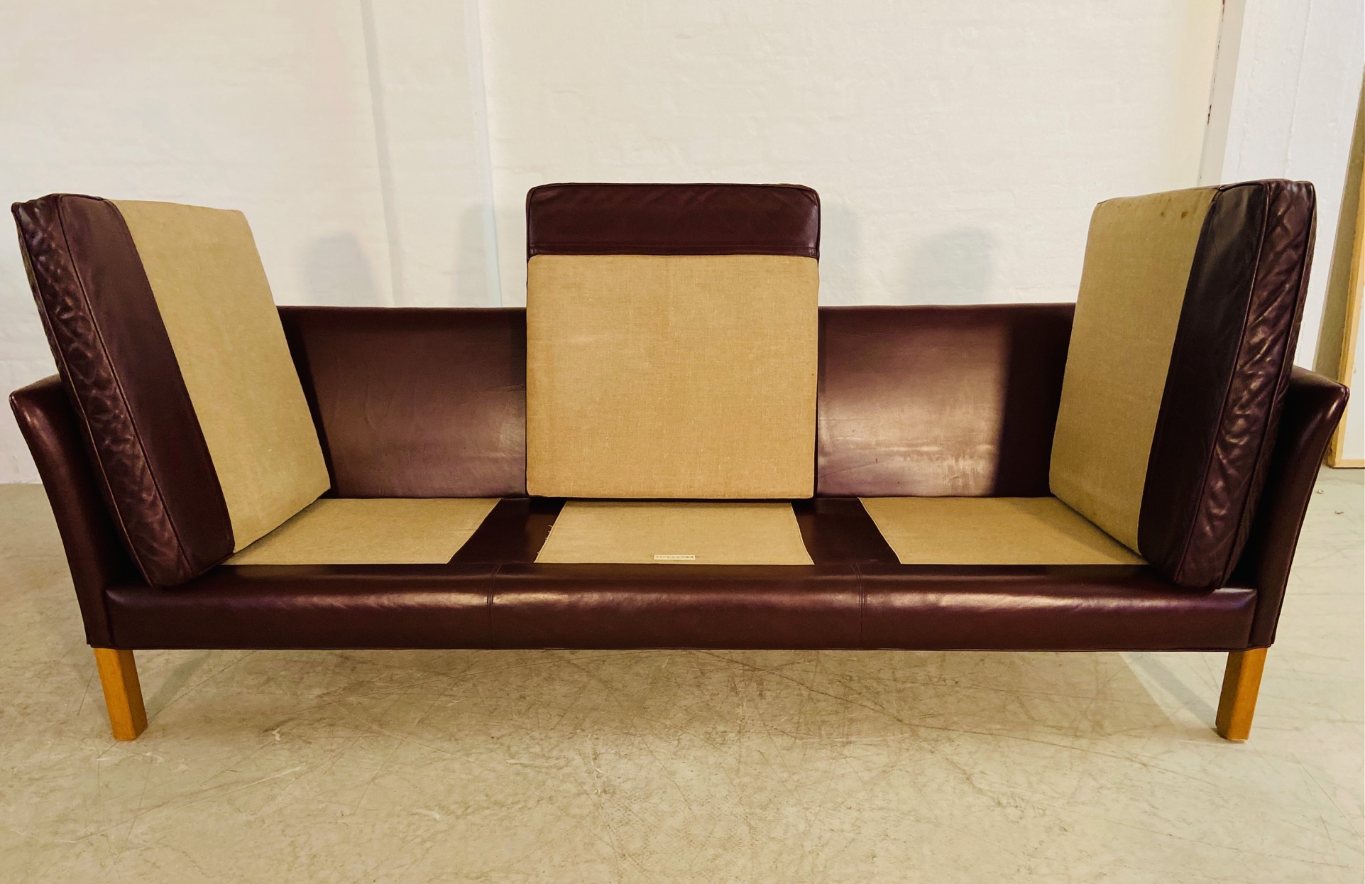 IMG_6302 Mid-Century Modern Arne Norell Swedish Burgundy Leather Sofa β 1960s