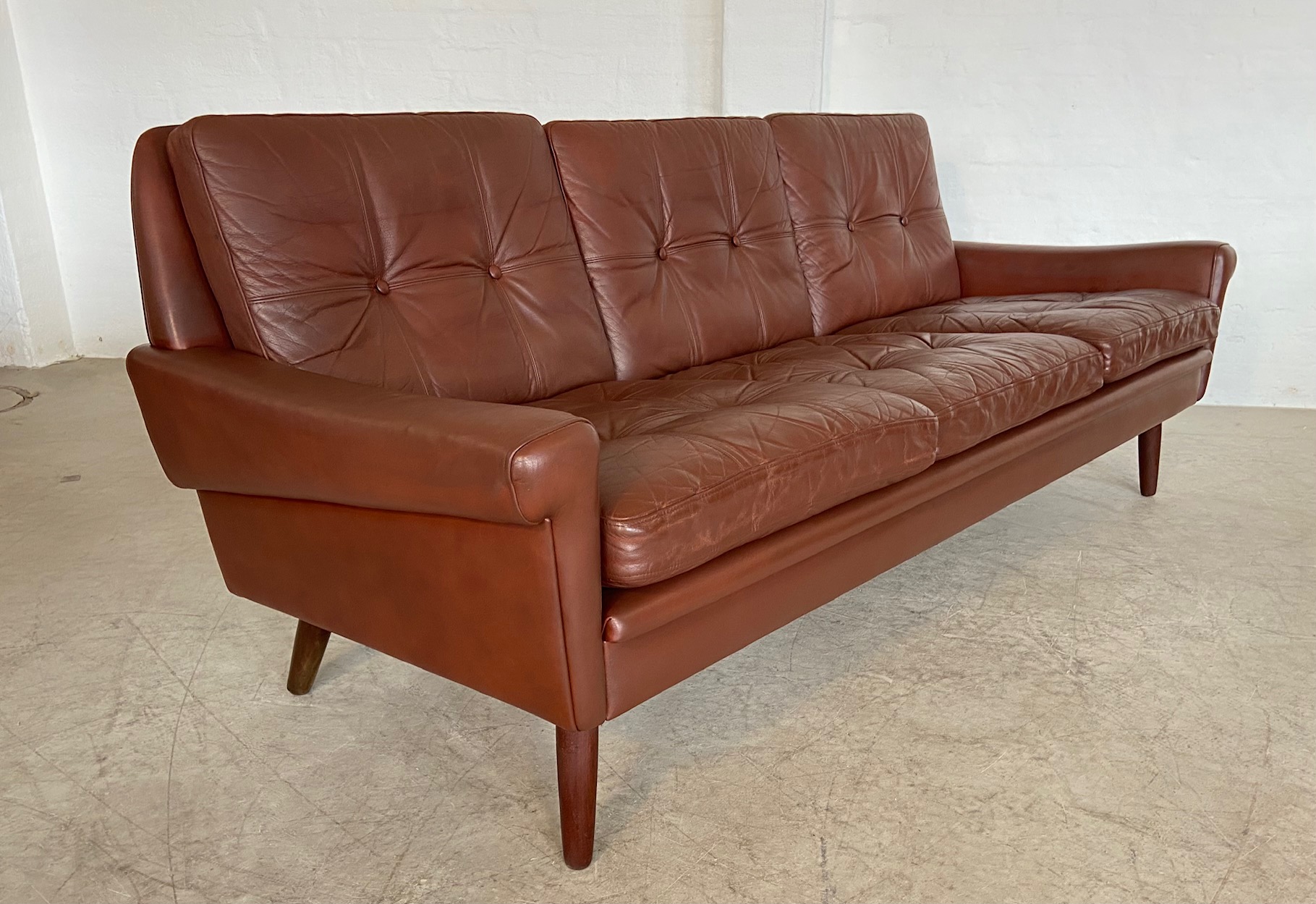 Danish Mid Century Svend Skipper Cognac 3 Person Sofa & lounge chair 1960,s