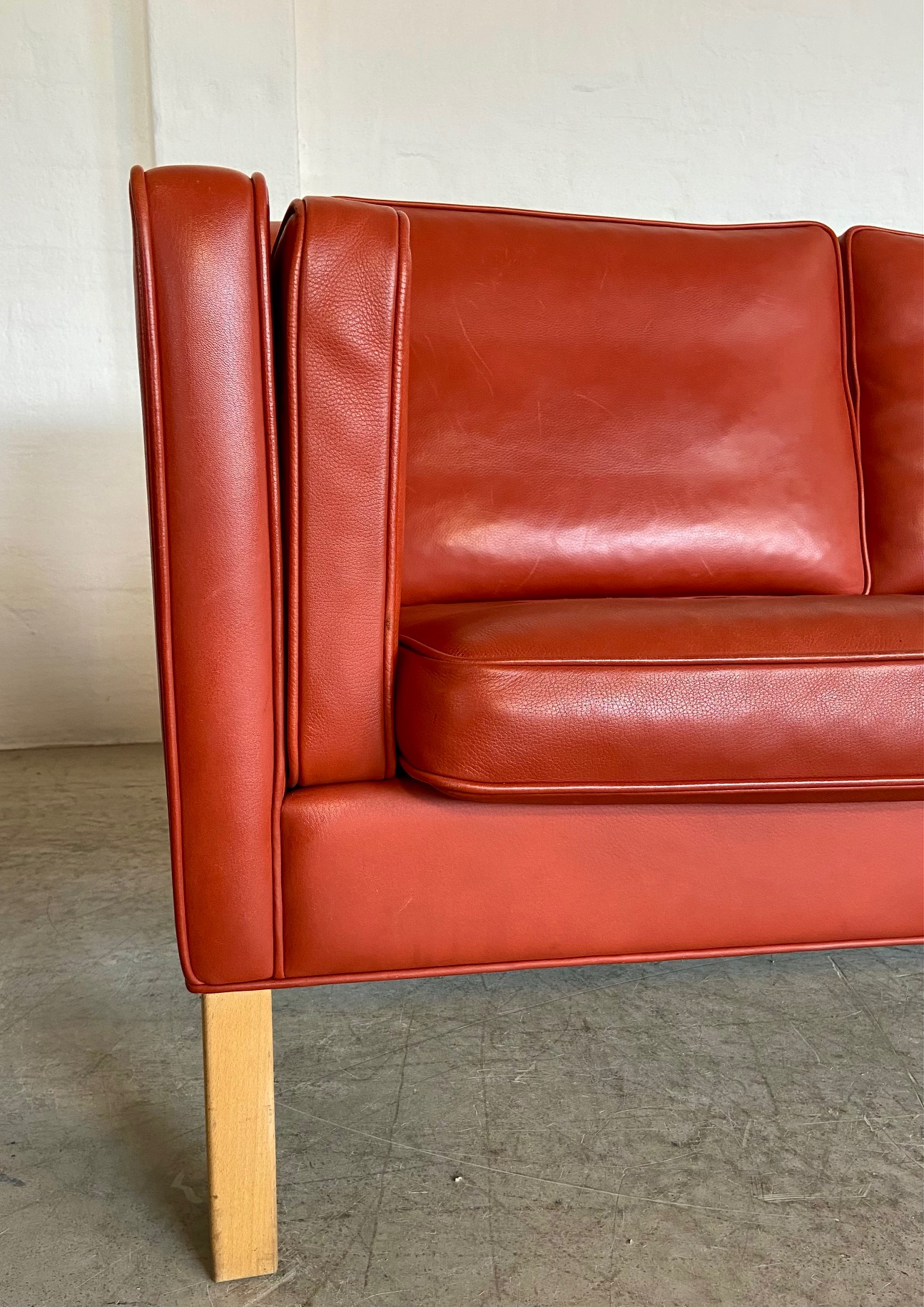 IMG_8747 Mogens Hansen Vintage Danish 3 Person Cognac Leather Sofa